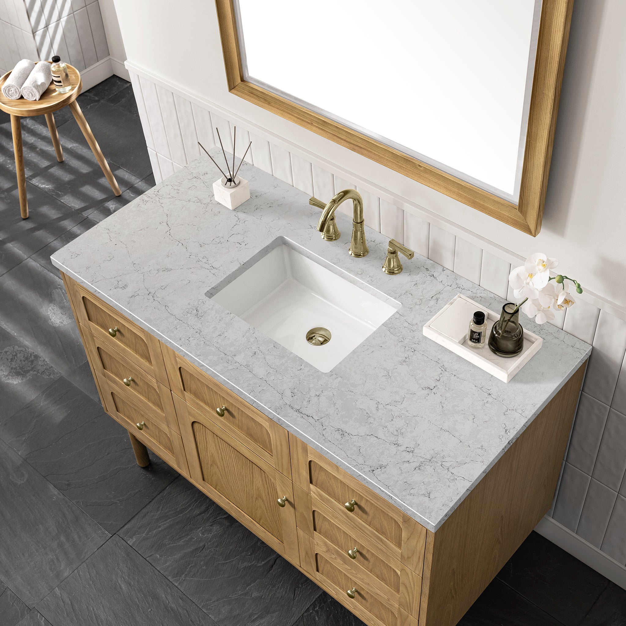James Martin Laurent 48" Single Vanity in Light Natural Oak with 3cm Countertop