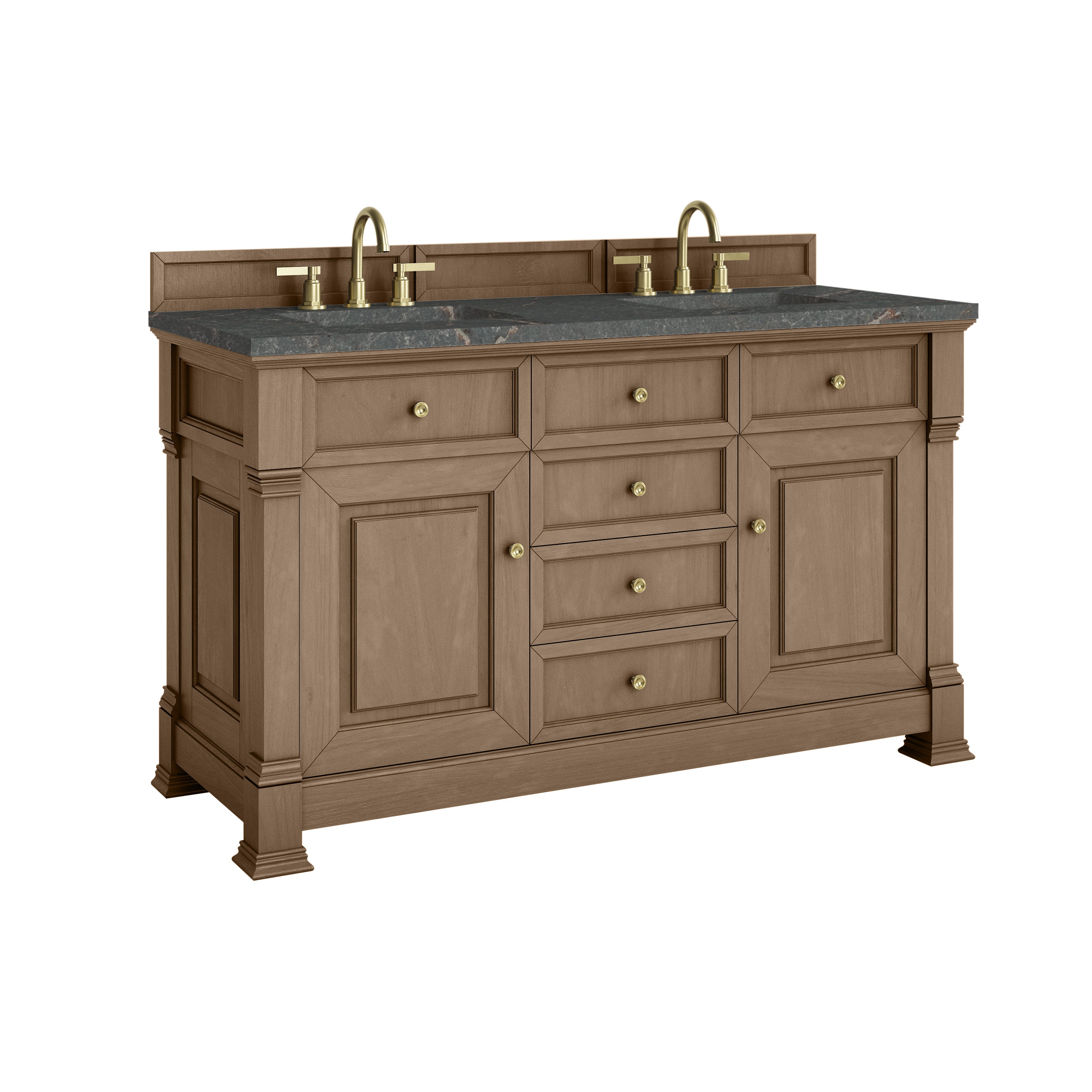 James Martin Brookfield 60" Double Vanity in Pecan with 3cm Countertop