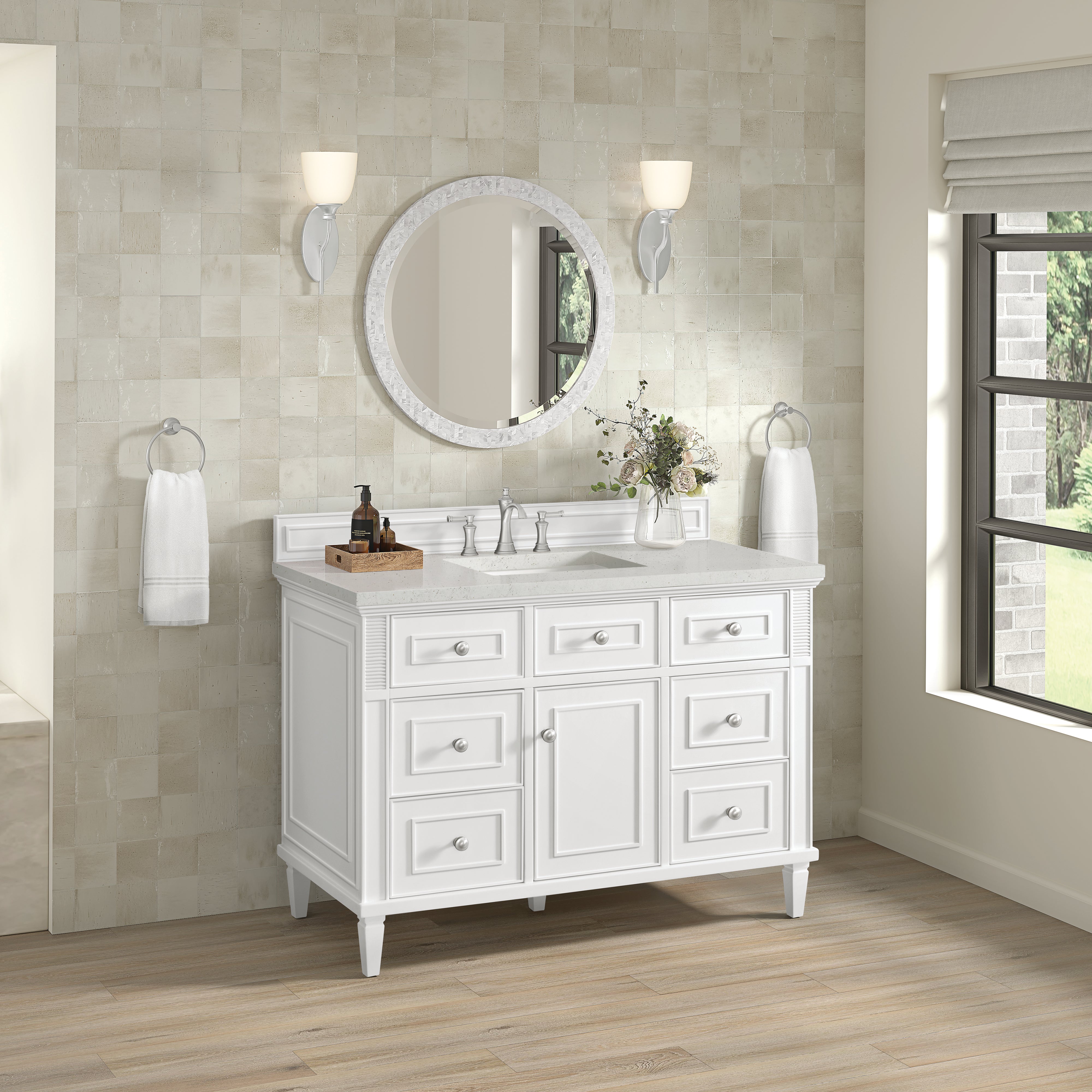 James Martin Lorelai 48" Single Vanity in Bright White with 3cm Countertop