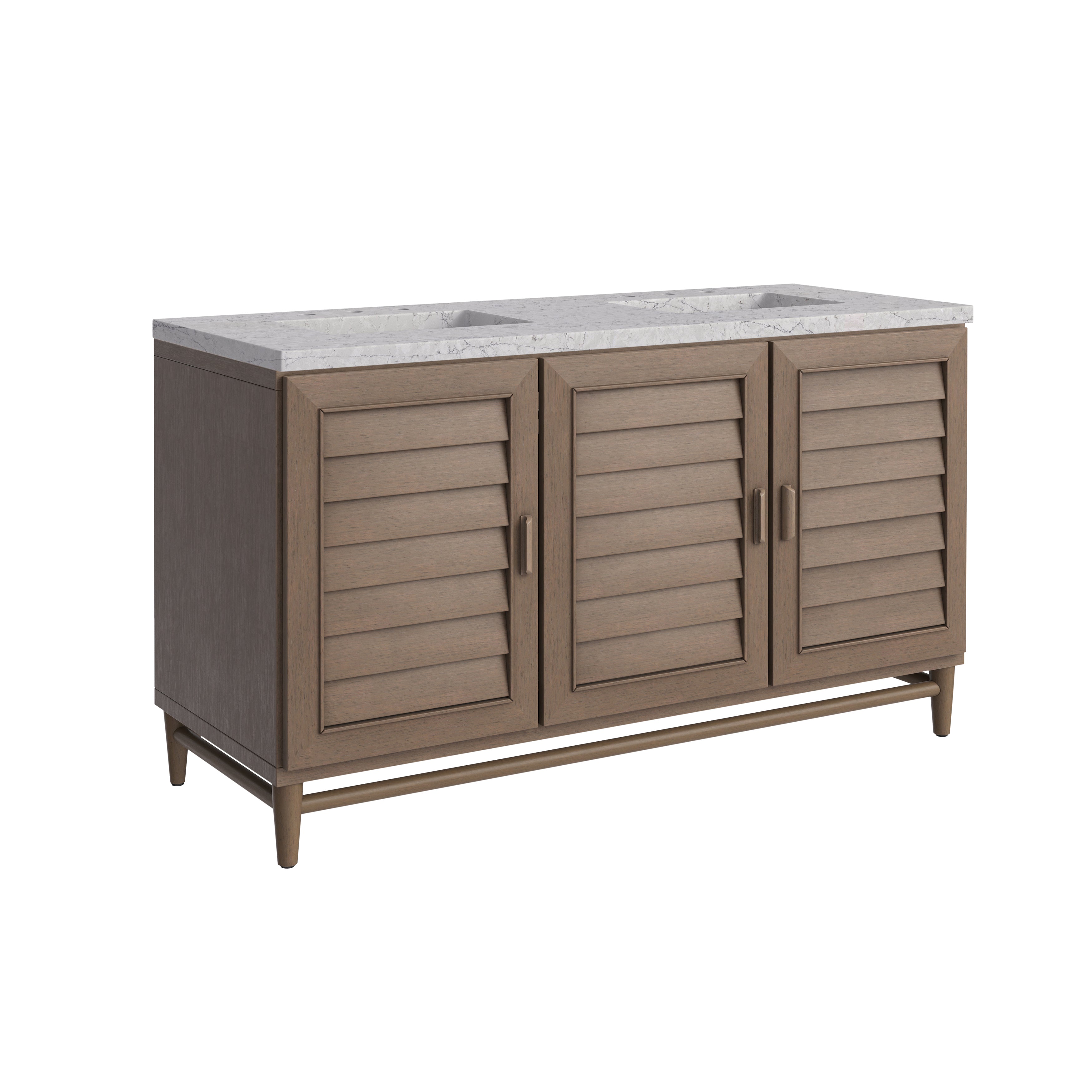 James Martin Portland 60" Double Vanity in Whitewashed Walnut with 3cm Countertop