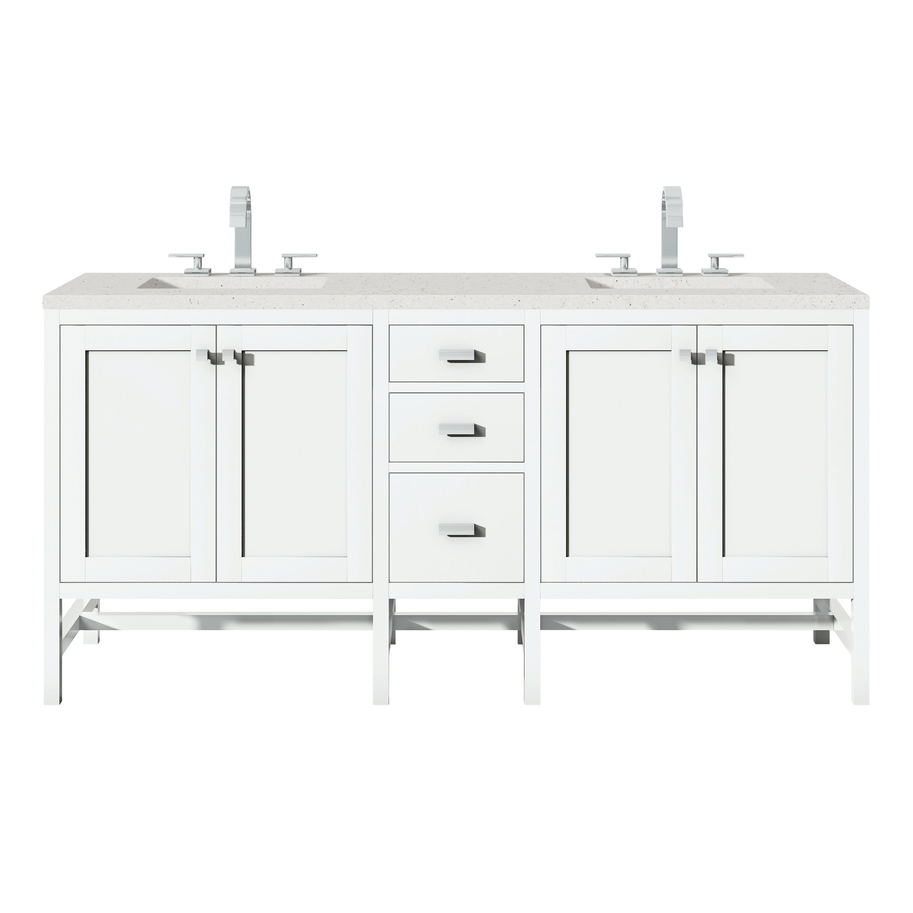 James Martin Addison 72" Double Vanity in Glossy White with 3cm Countertop