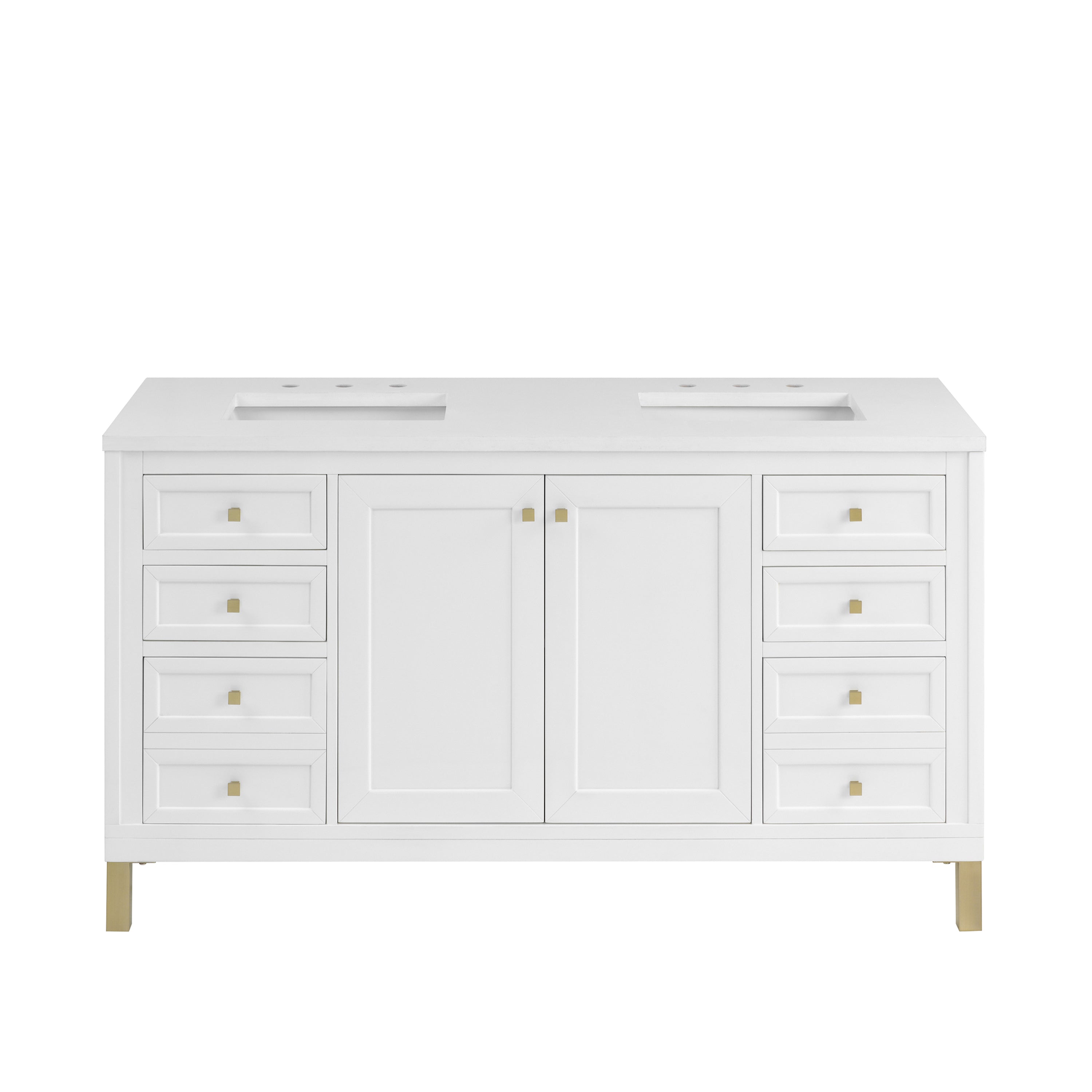 James Martin Chicago 60" Double Vanity in Glossy White with 3cm Countertop