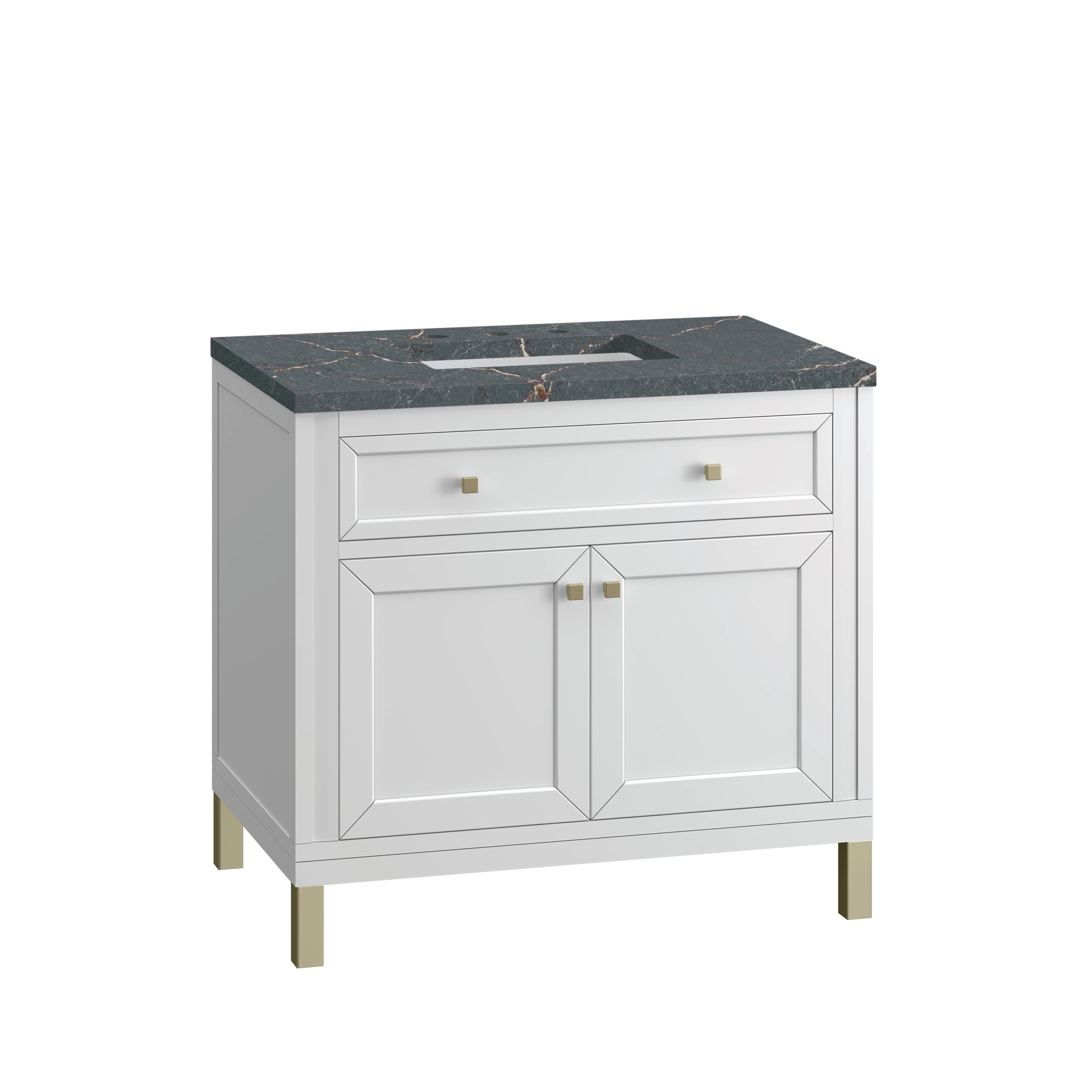 James Martin Chicago 36" Single Vanity in Glossy White with 3cm Countertop