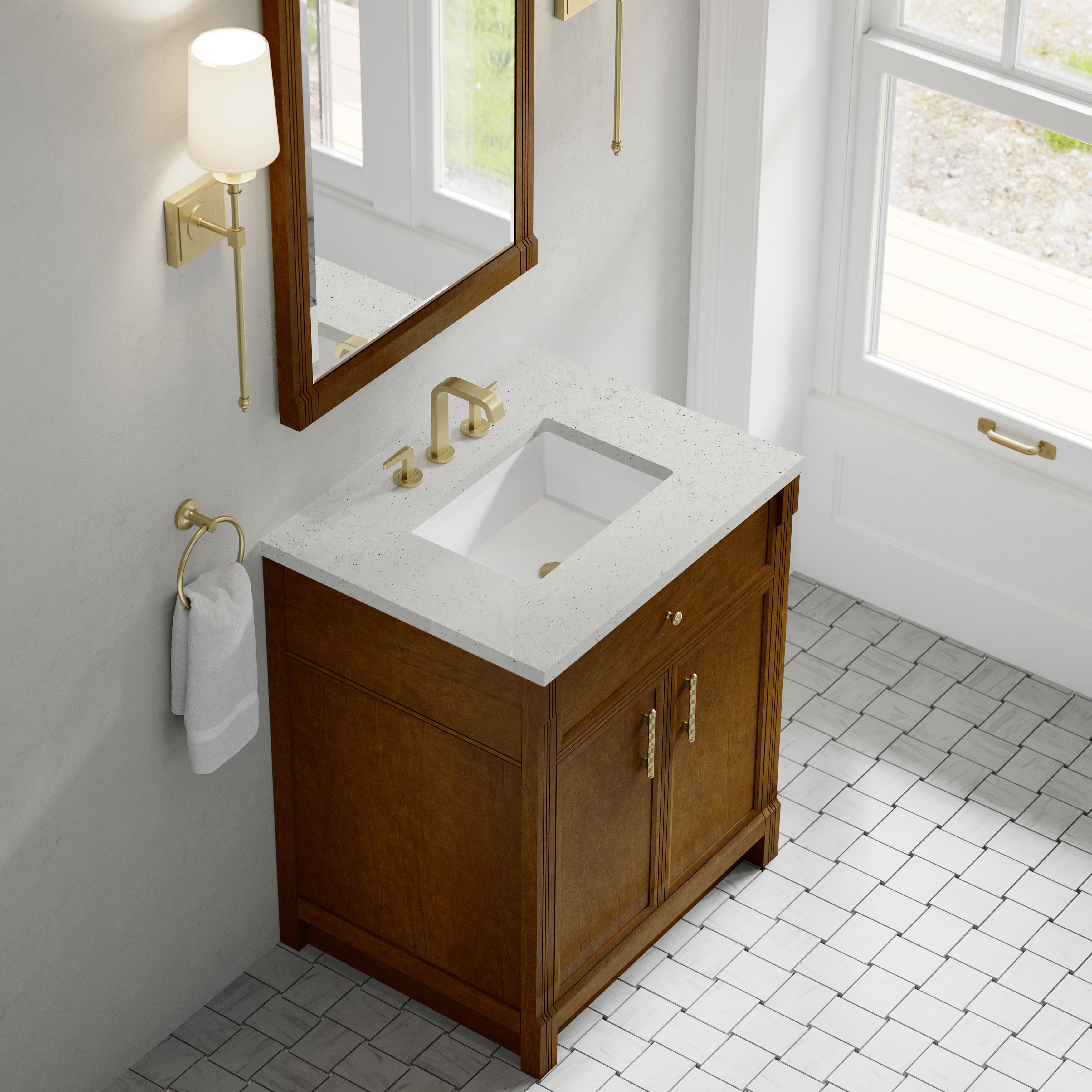 James Martin Bellshire 30" Single Vanity in Honey Oak with 3cm Countertop