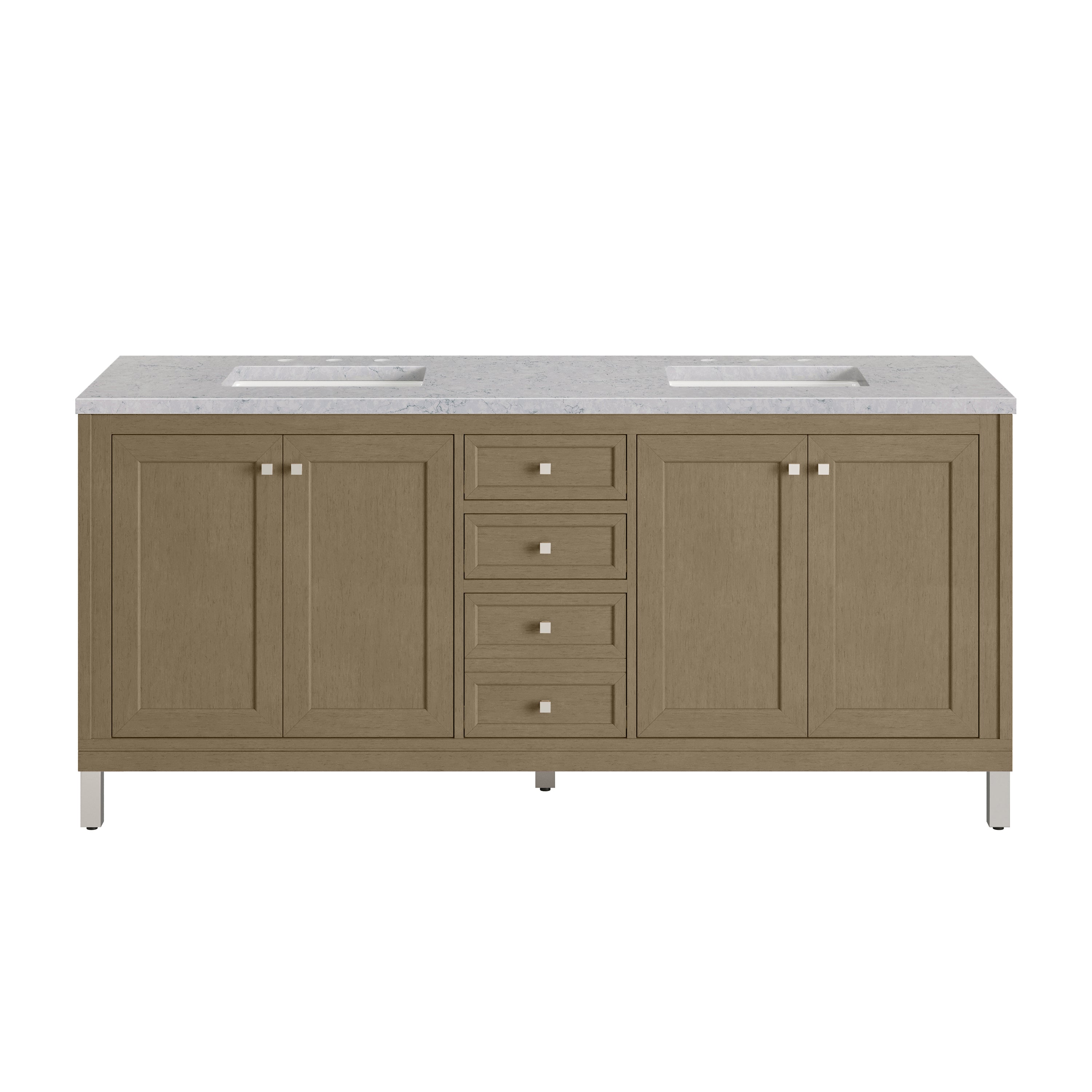 James Martin Chicago 72" Double Vanity in Walnut Whisper with 3cm Countertop