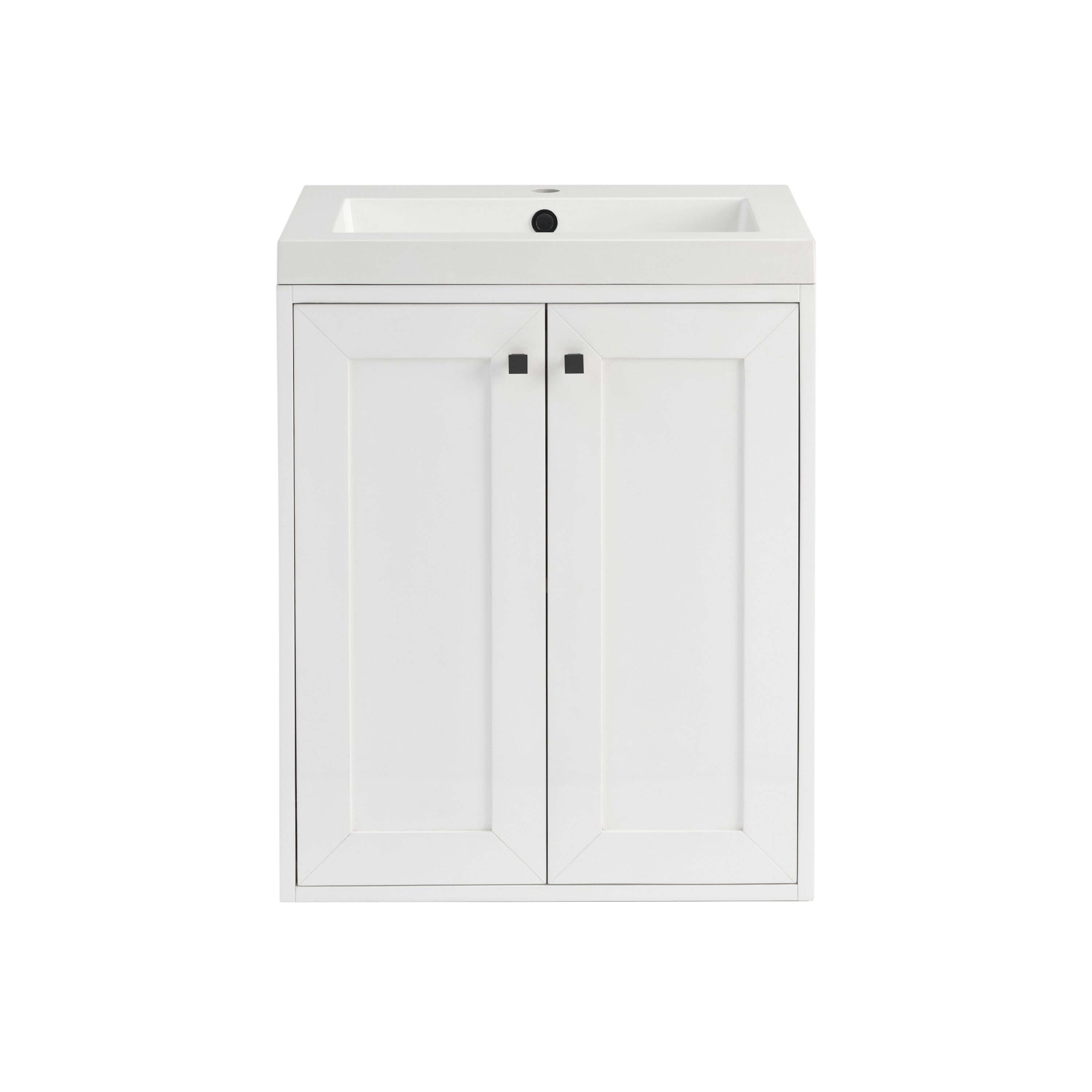 James Martin Chianti 24" Single Vanity in Glossy White with White Glossy Composite Stone Top