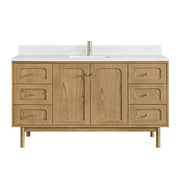 James Martin Laurent 60" Single Vanity in Light Natural Oak with 3cm Countertop