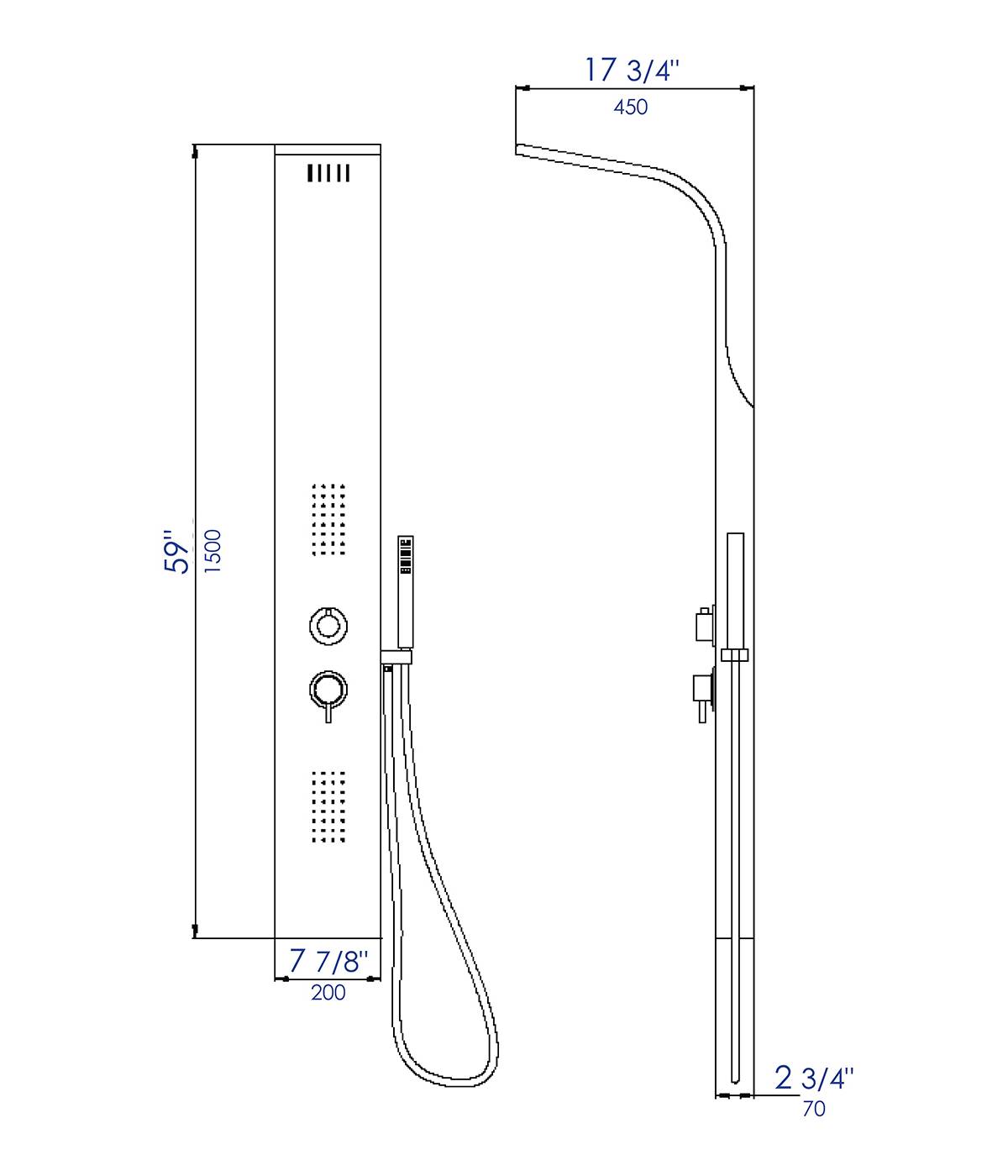 ALFI brand  ABSP20 Modern Stainless Steel Shower Panel with 2 Body Sprays