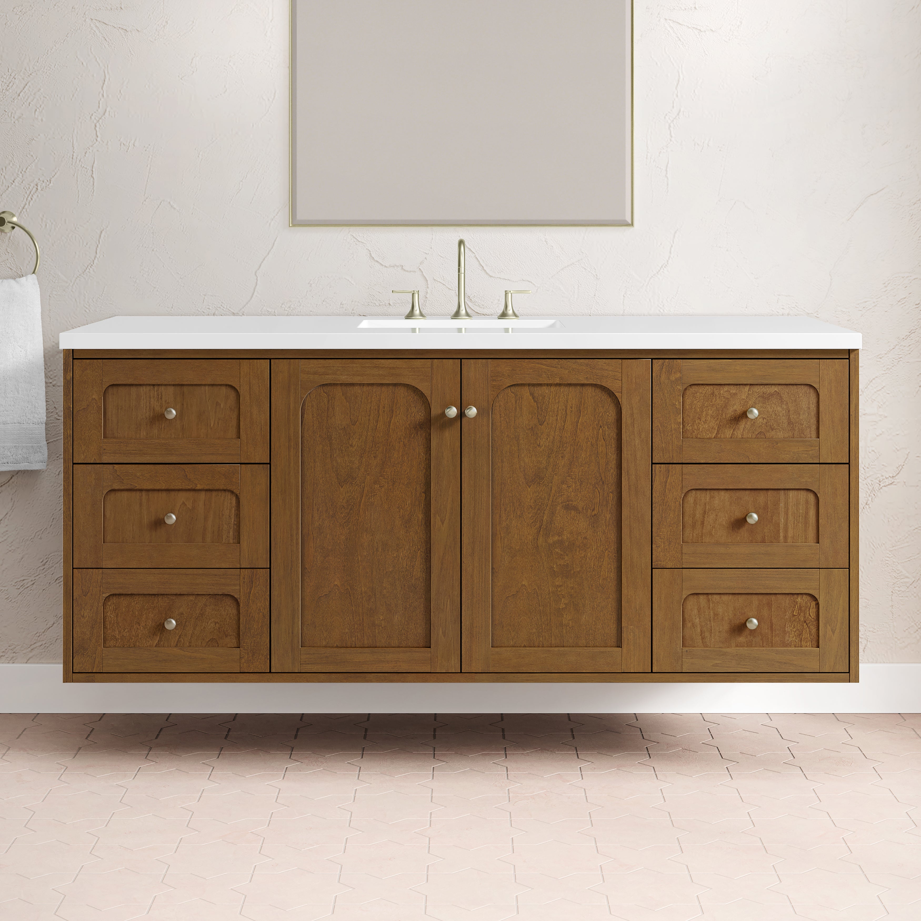 James Martin Laurent 60" Single Vanity in Honey Oak with 3cm Countertop