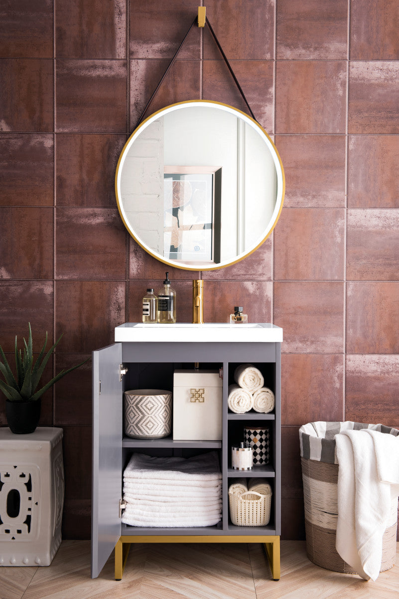 Alicante 24" Single Vanity with White Glossy Composite Stone Top
