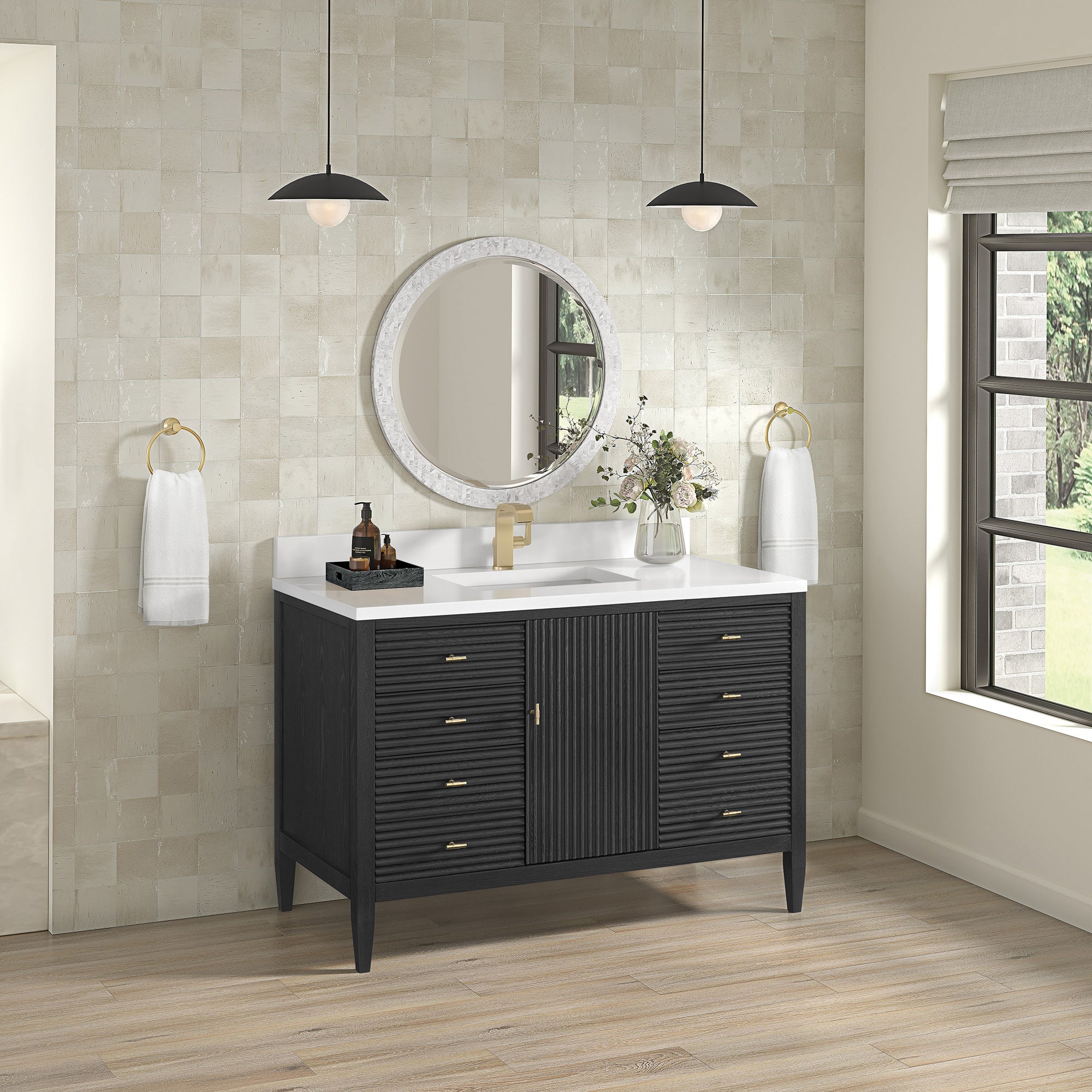 James Martin Myrrin 48" Single Vanity in Carbon Oak with 3cm Countertop