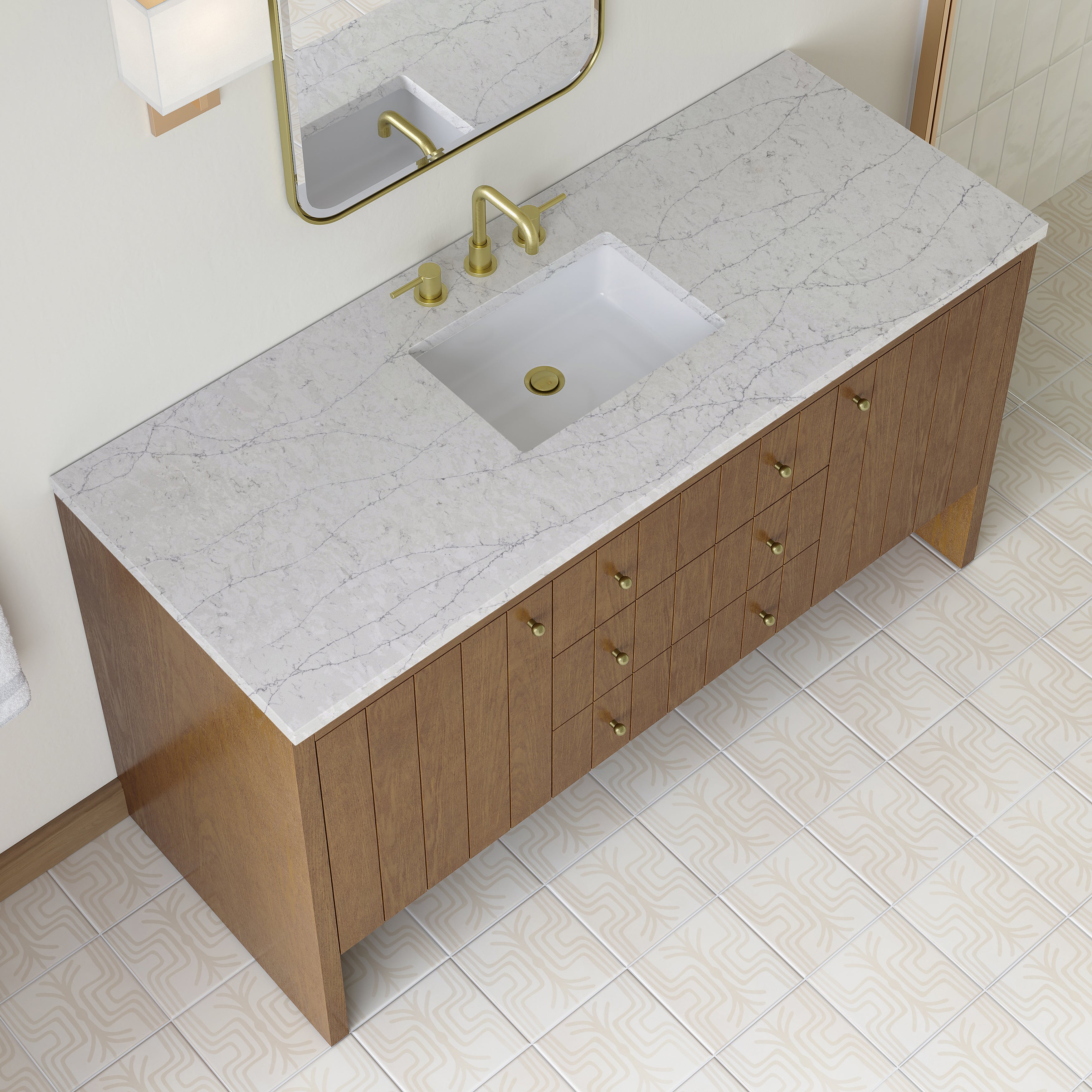 James Martin Hudson 60" Single Vanity in Honey Oak with 3cm Countertop