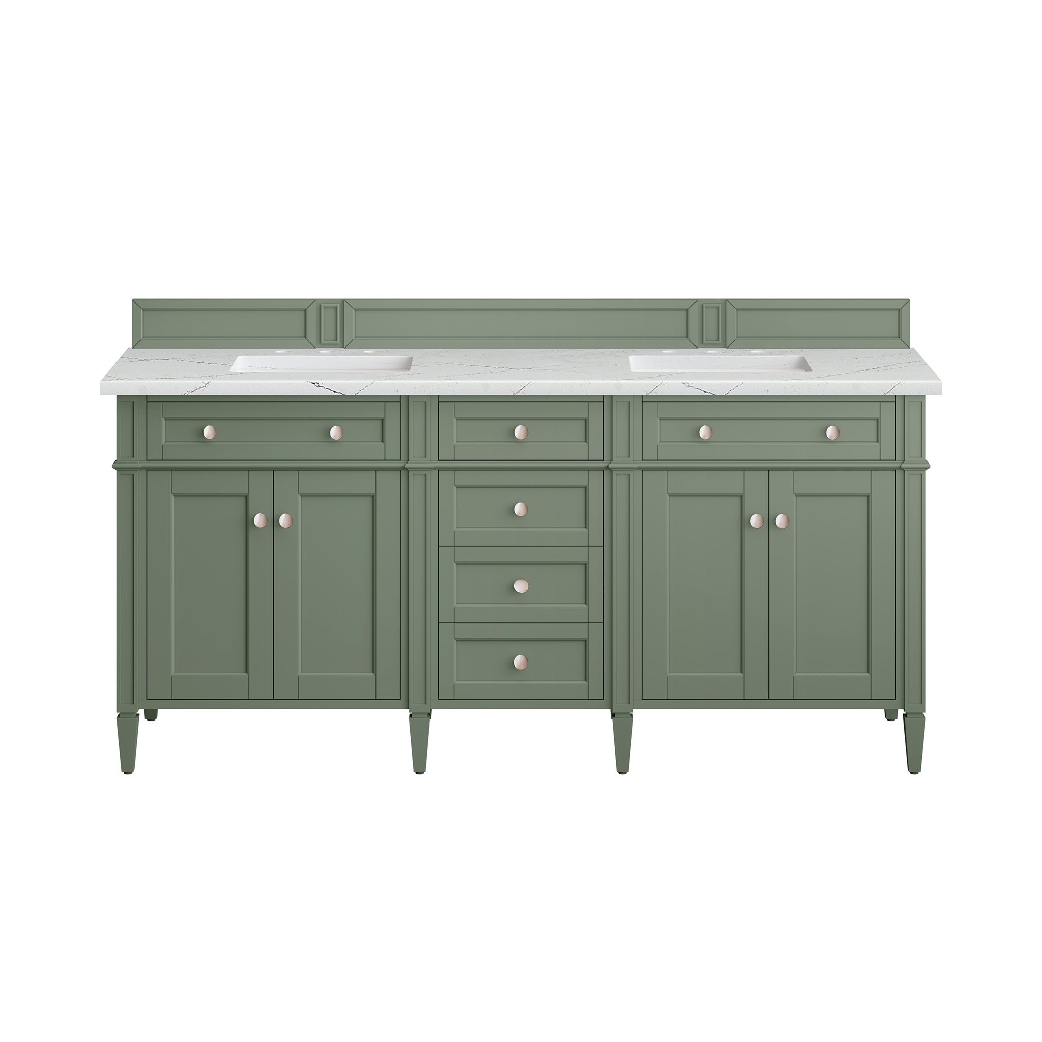 James Martin Brittany 72" Double Vanity in Smokey Celadon with 3cm Countertop