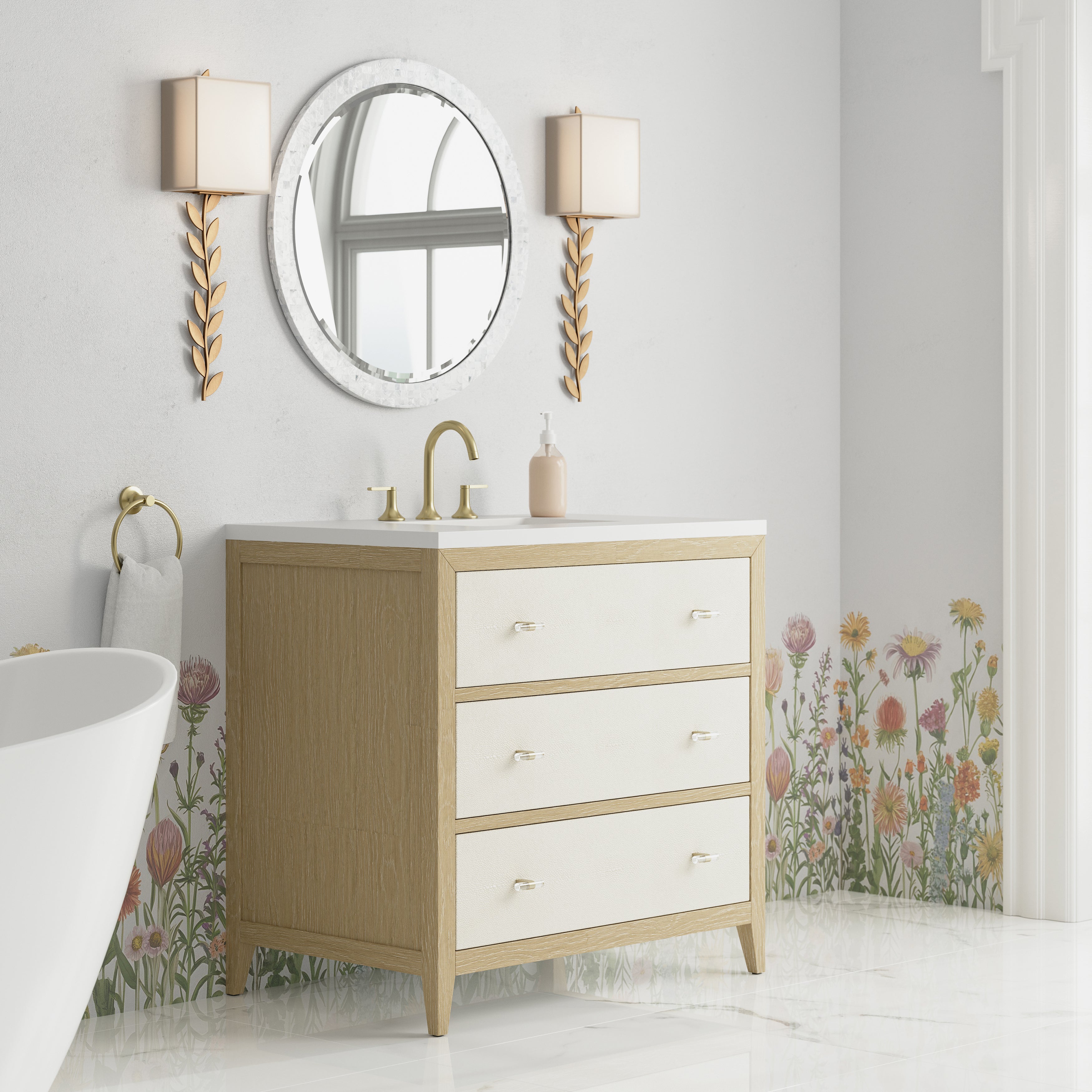James Martin Celeste 36" Single Vanity in Sunwashed Oak with 3cm Countertop