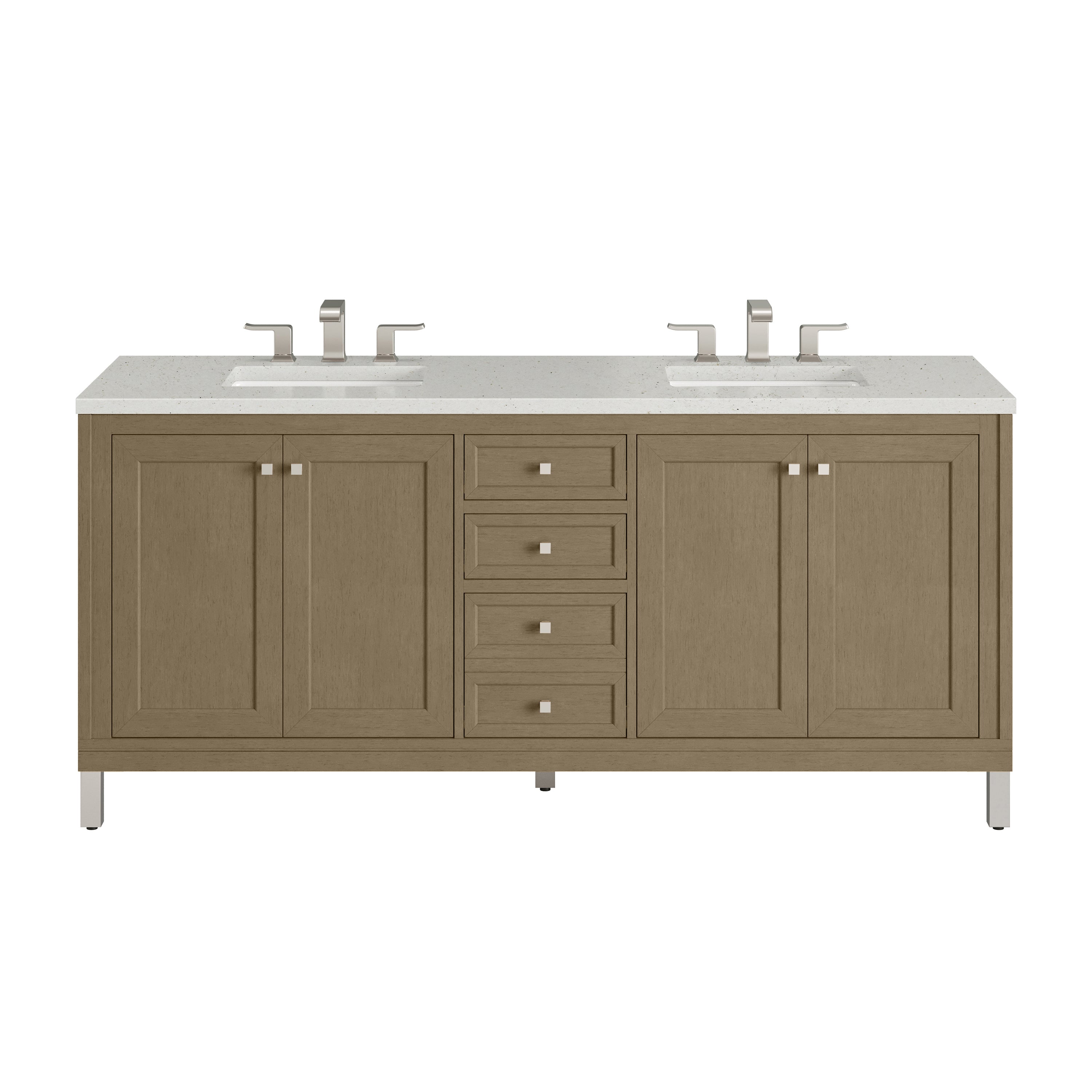 James Martin Chicago 72" Double Vanity in Walnut Whisper with 3cm Countertop