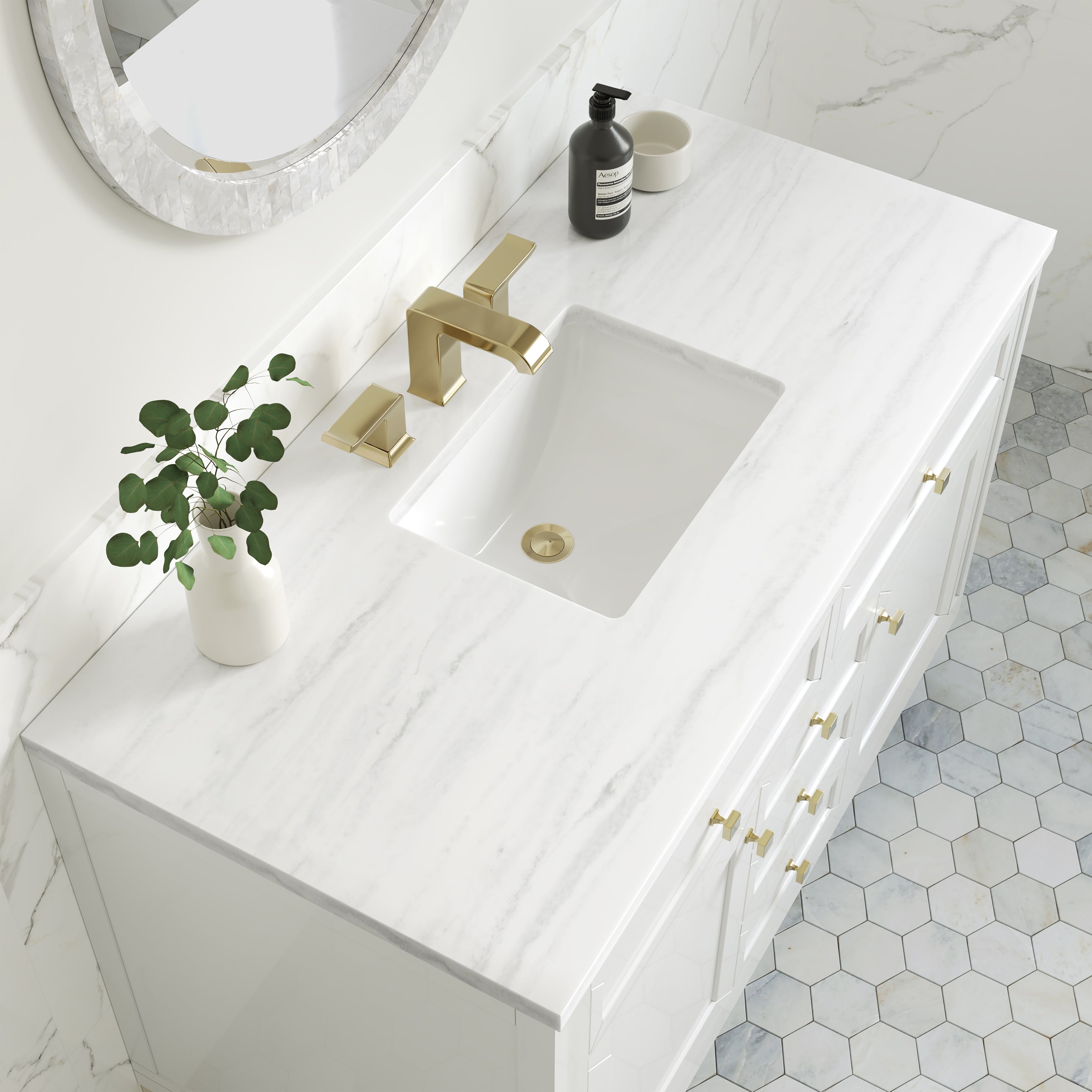 James Martin Chicago 48" Single Vanity in Glossy White with 3cm Countertop