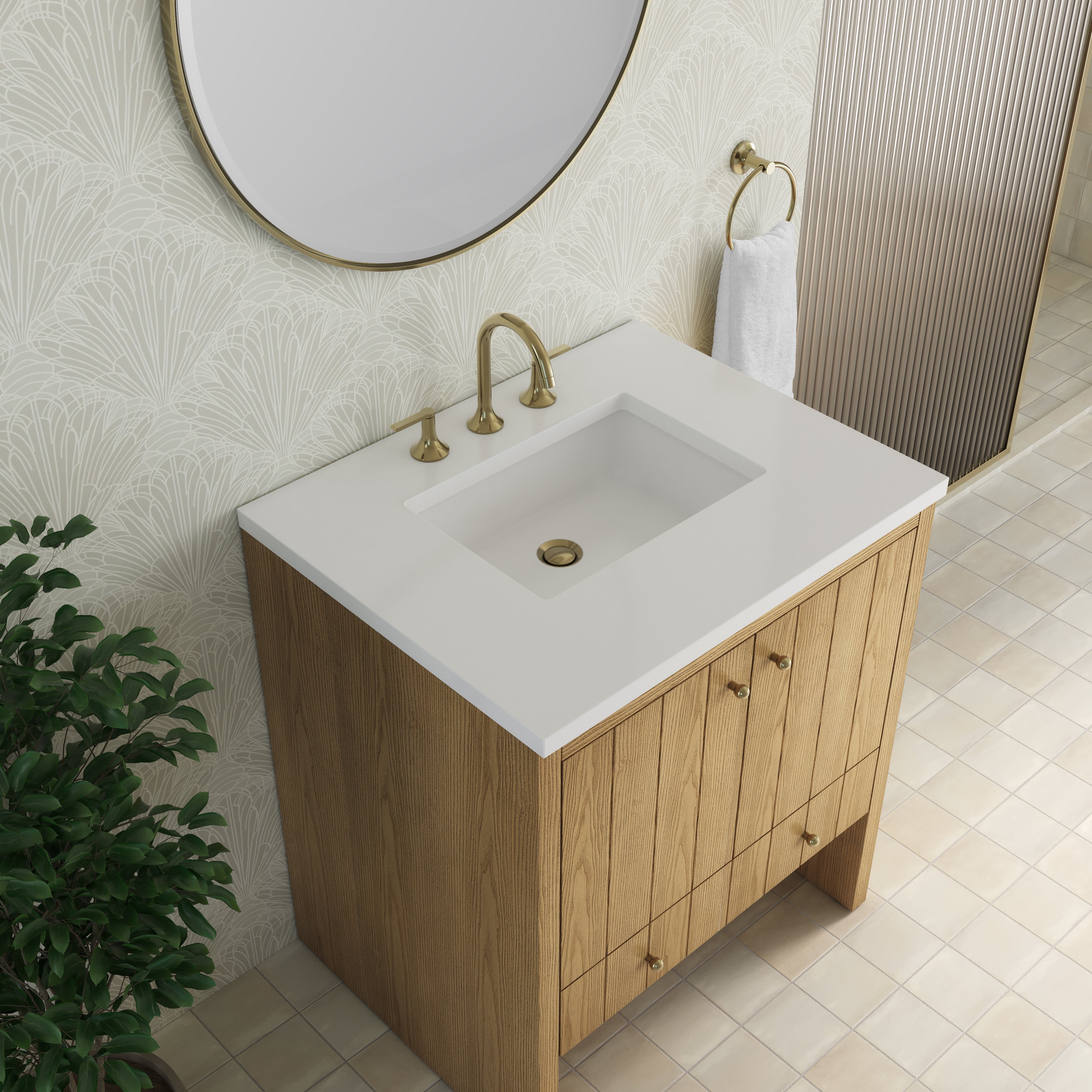 James Martin Hudson 30" Single Vanity in Light Natural Oak with 3cm Countertop