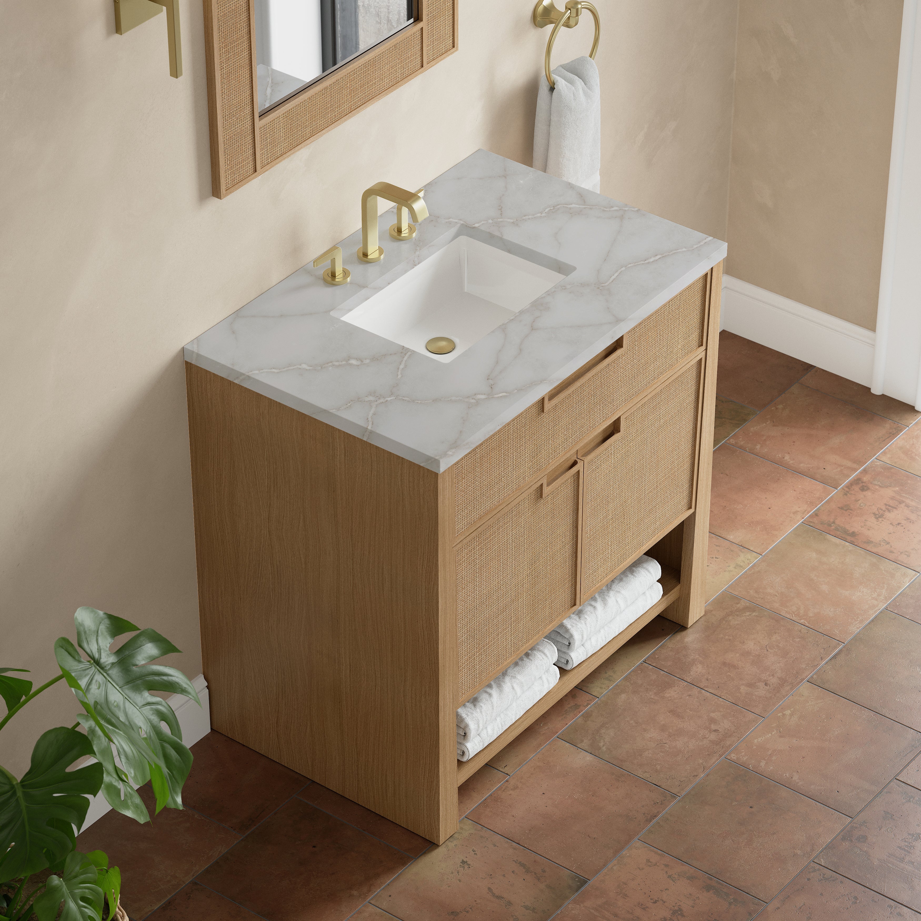 James Martin Solene 36" Single Vanity in Seaside Oak with 3cm Countertop