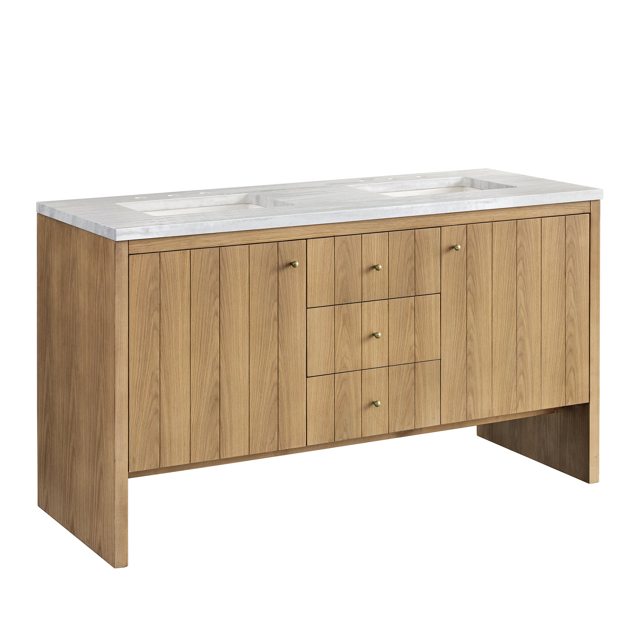 James Martin Hudson 60" Double Vanity in Light Natural Oak with 3cm Countertop