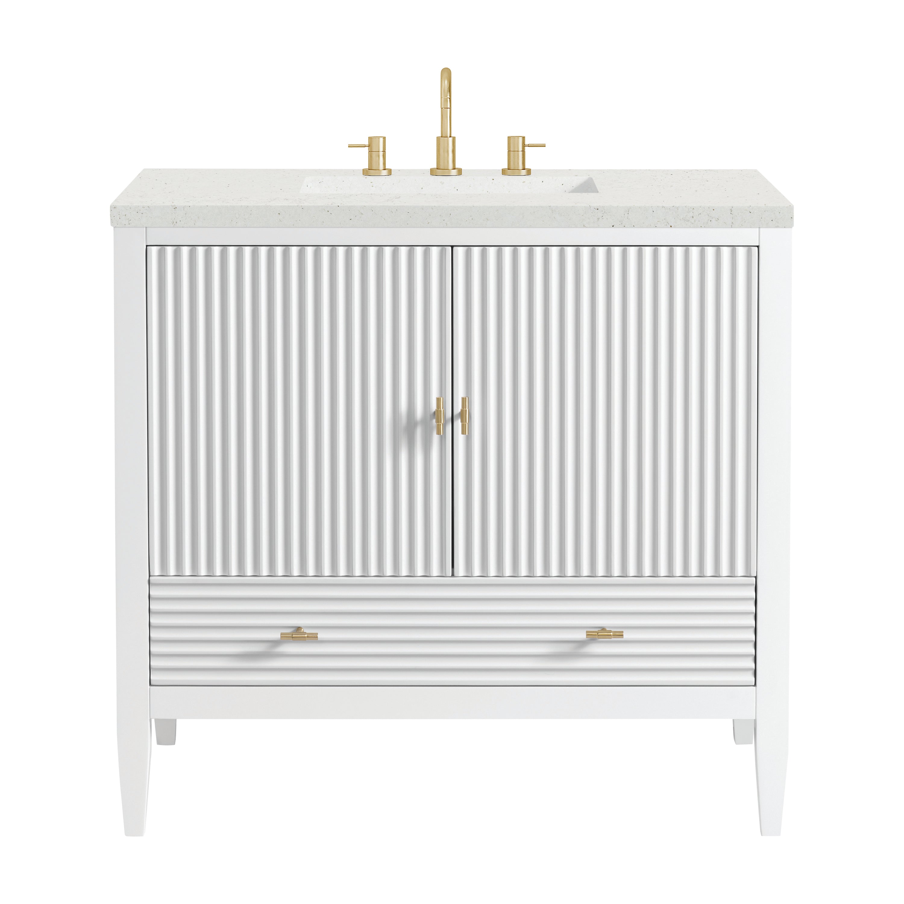 James Martin Myrrin 36" Vanity in Bright White with 3cm Countertop