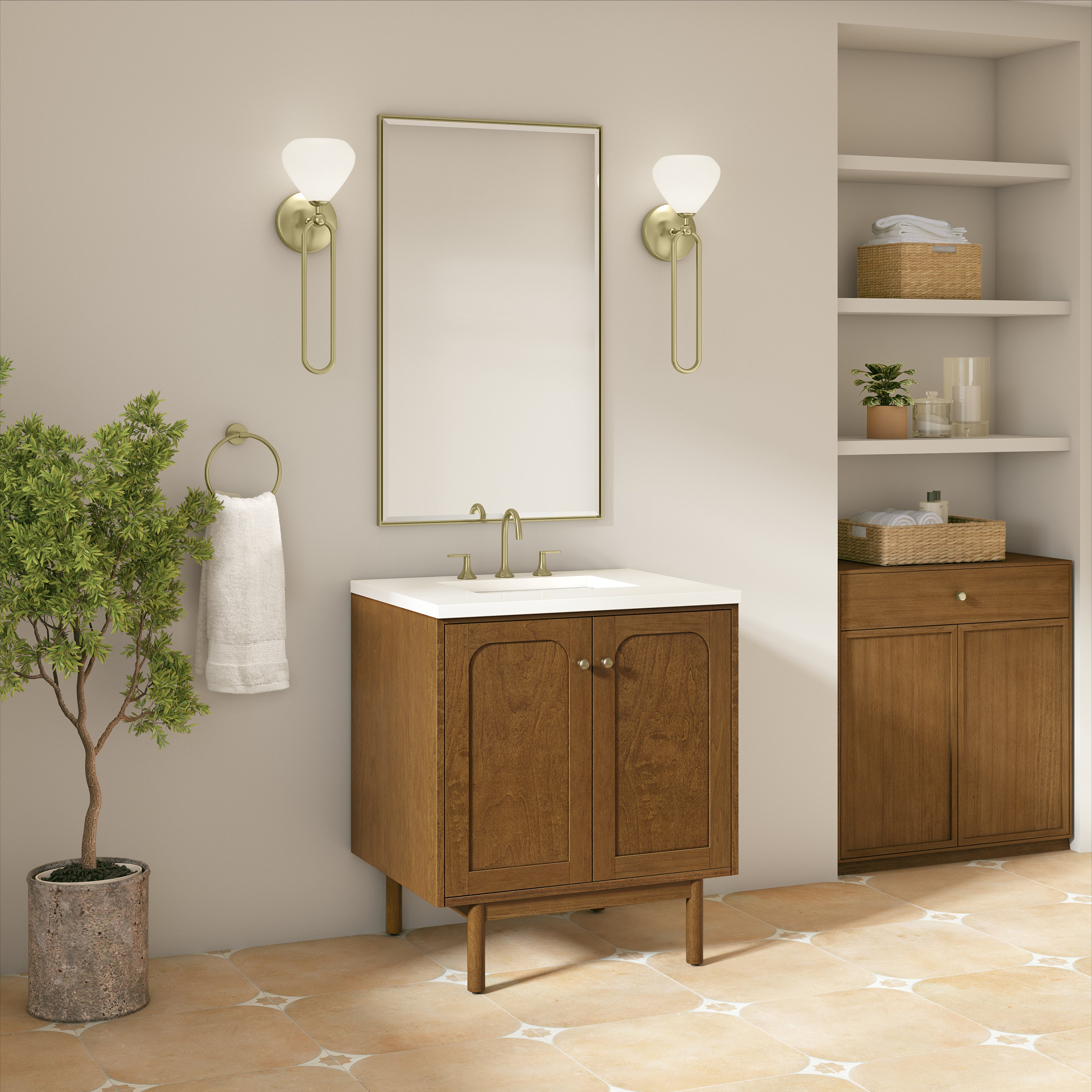 James Martin Laurent 30" Single Vanity in Honey Oak with 3cm Countertop