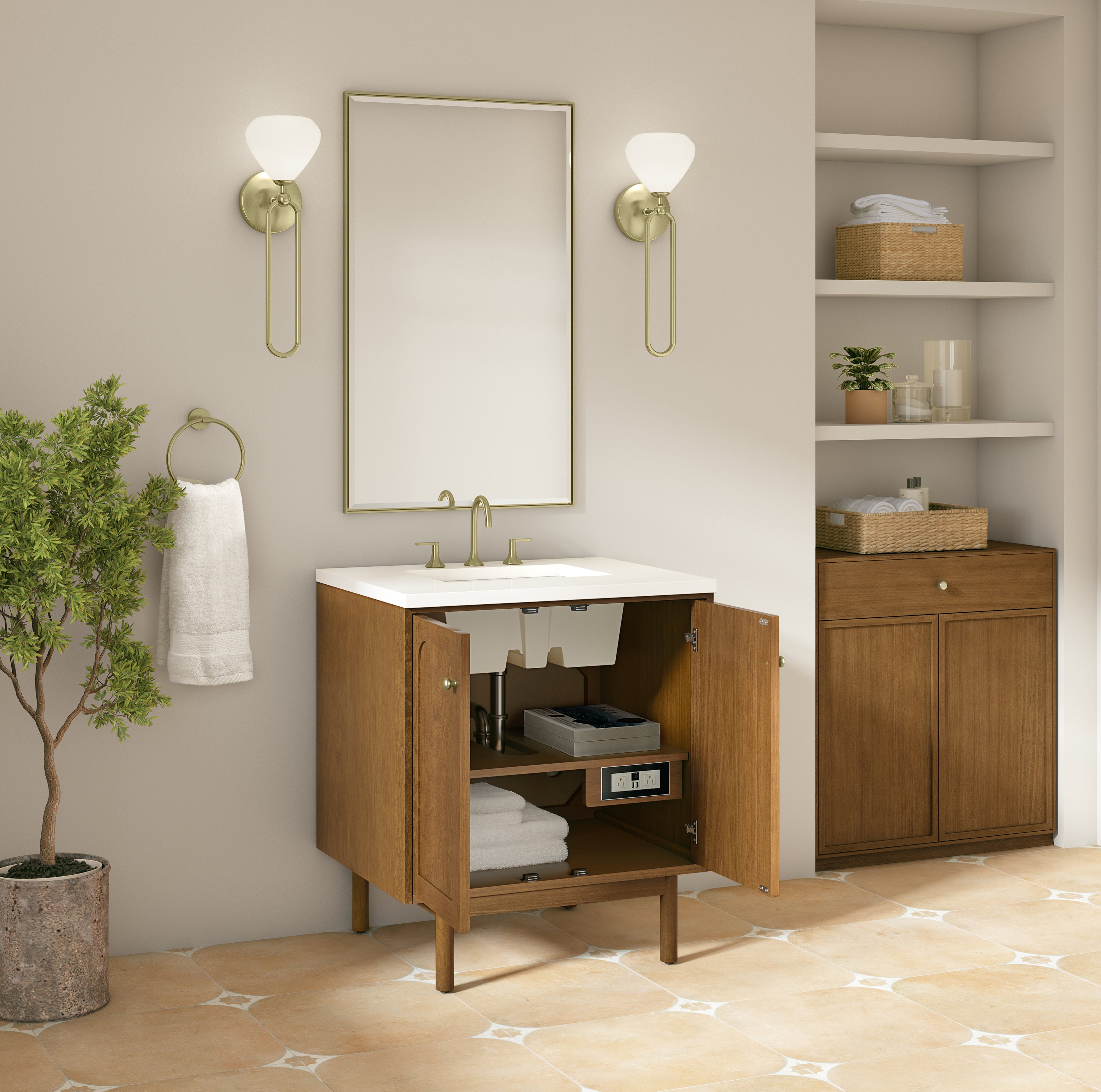 James Martin Laurent 30" Single Vanity in Honey Oak with 3cm Countertop