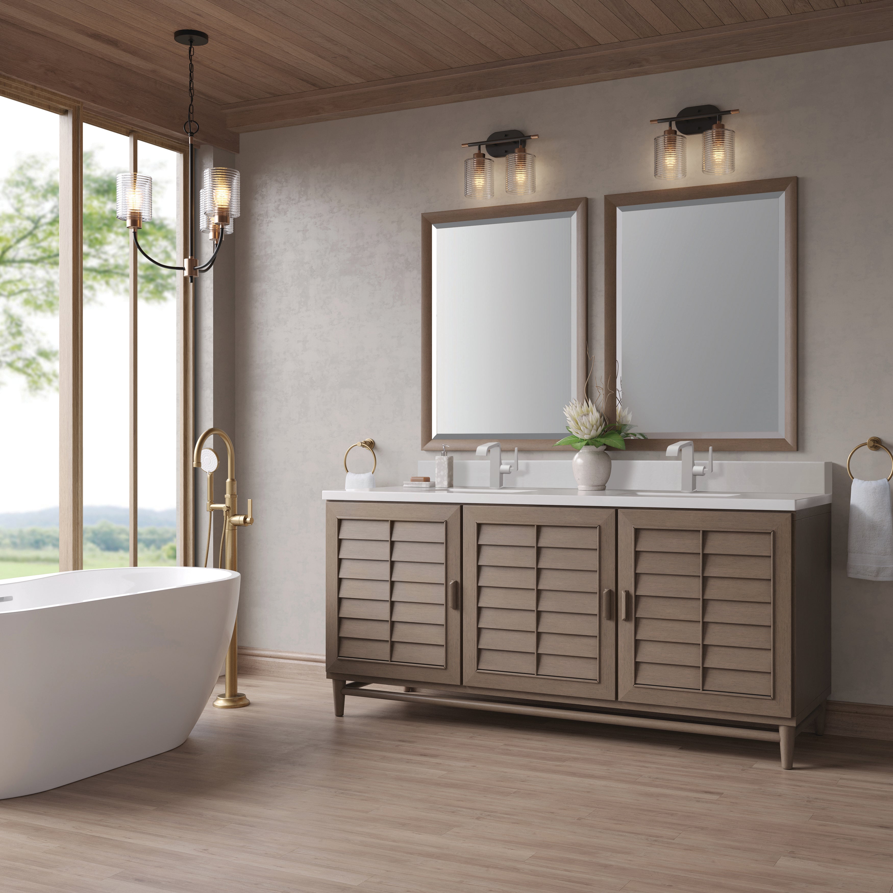 James Martin Portland 72" Double Vanity in Whitewashed Walnut with 3cm Countertop