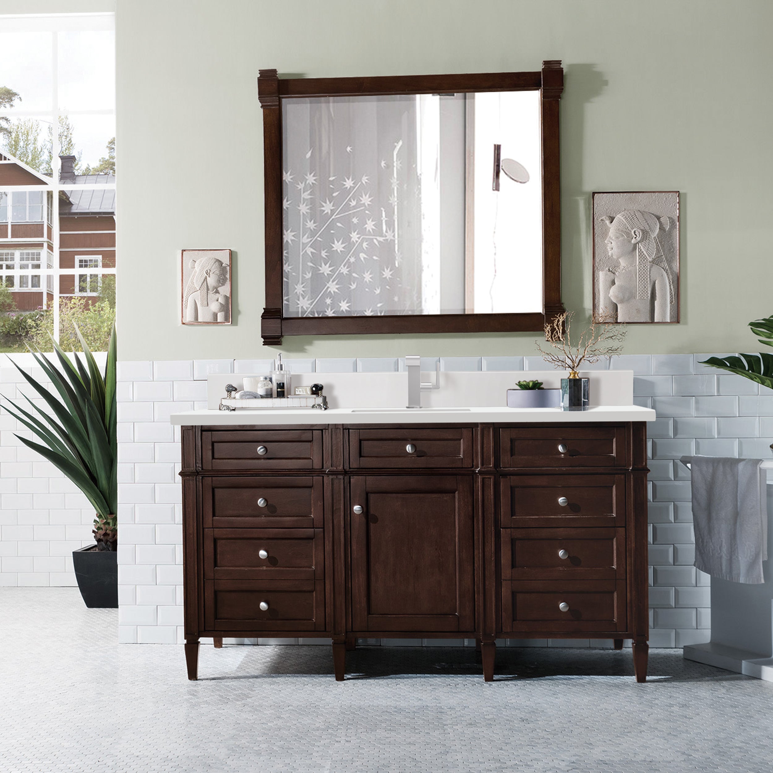 James Martin Brittany 60" Single Vanity in Burnished Mahogany with 3cm Countertop