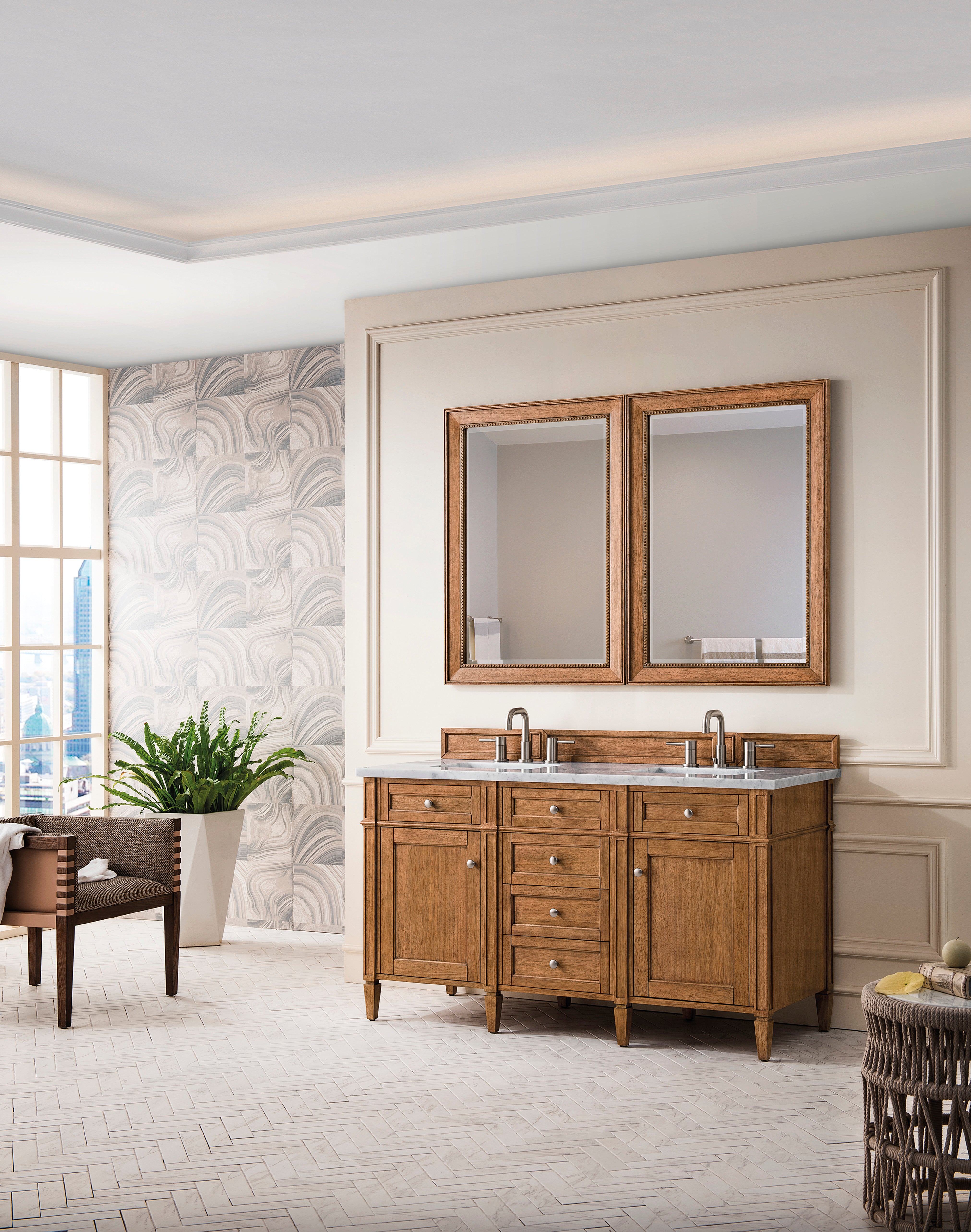James Martin Brittany 60" Double Vanity in Saddle Brown with 3cm Countertop