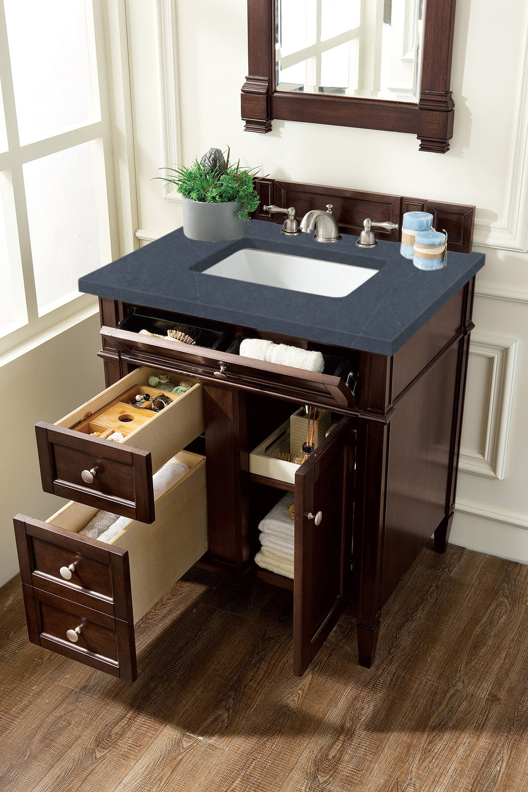 James Martin Brittany 30" Single Vanity in Burnished Mahogany with 3cm Countertop