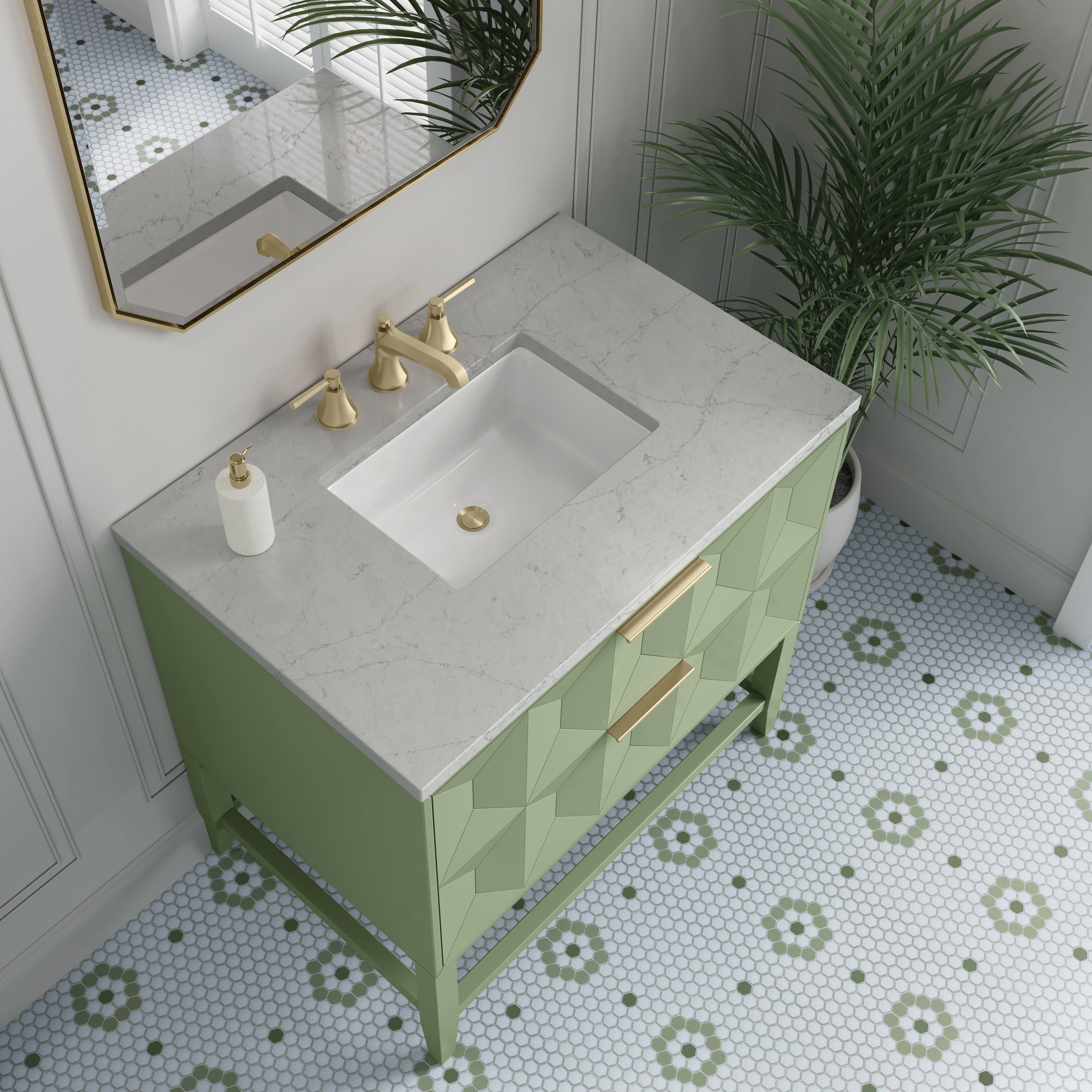 James Martin Emmeline 36" Single Vanity in Pistachio with 3cm Countertop