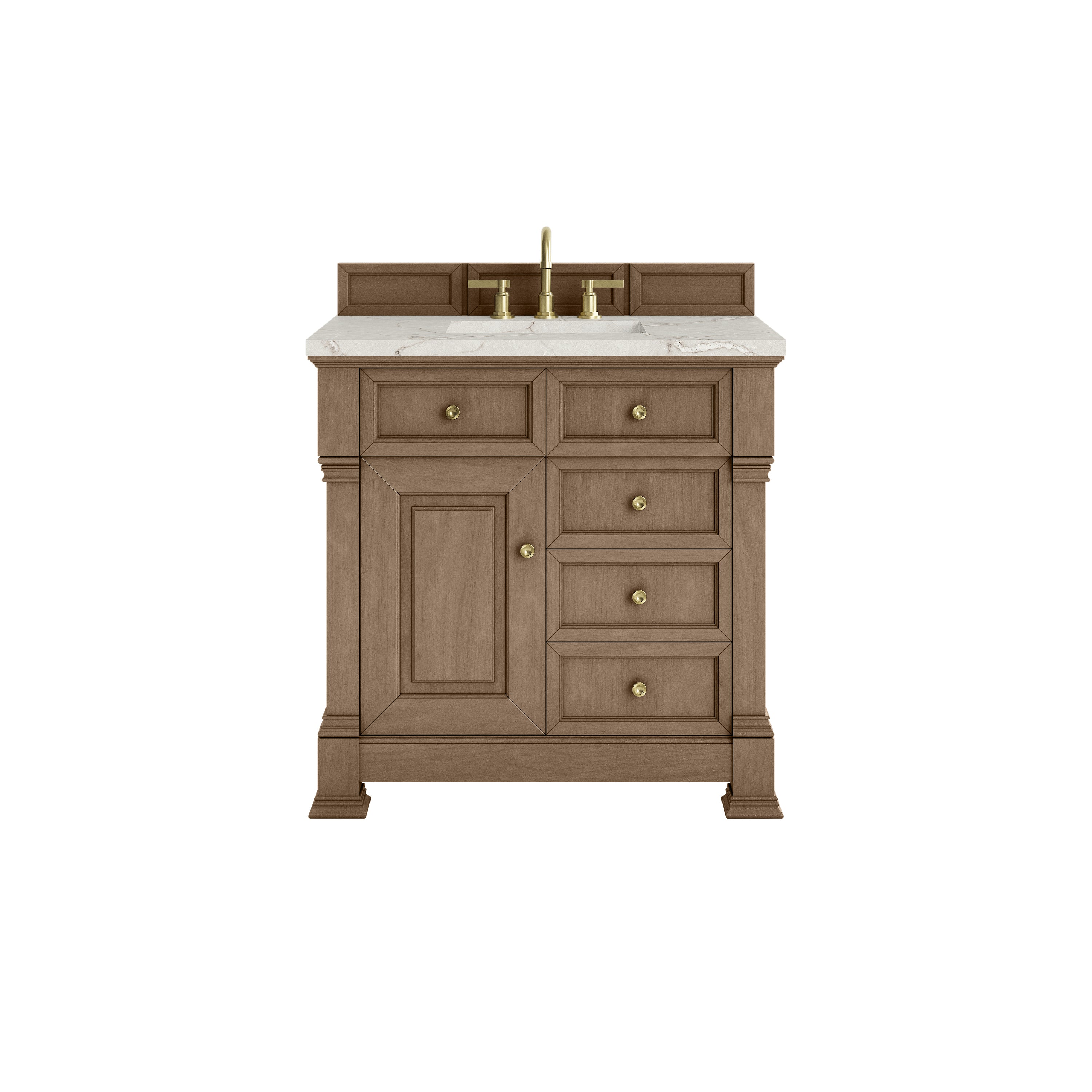 James Martin Brookfield 36" Single Vanity in Pecan with 3cm Countertop