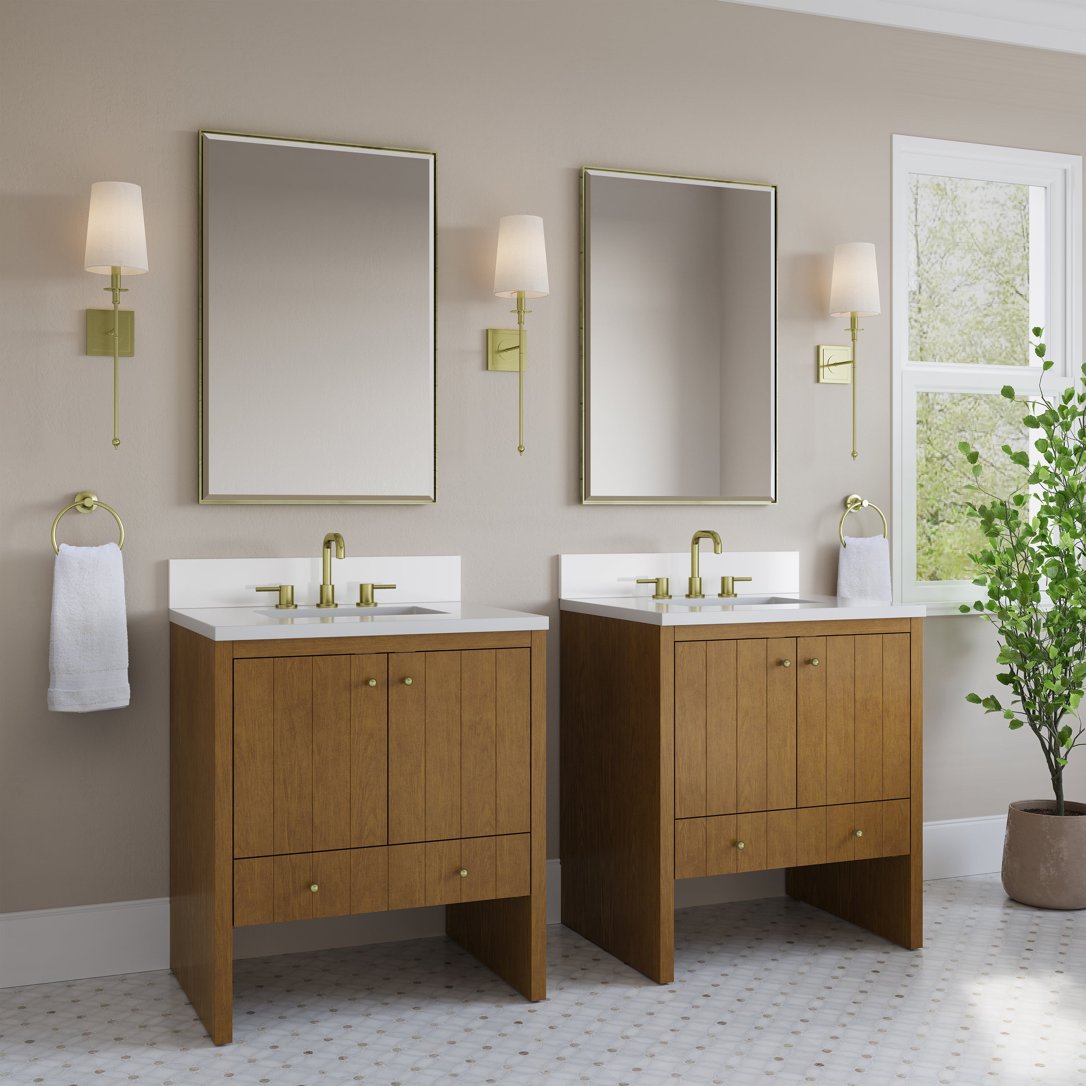 James Martin Hudson 30" Single Vanity in Honey Oak with 3cm Countertop