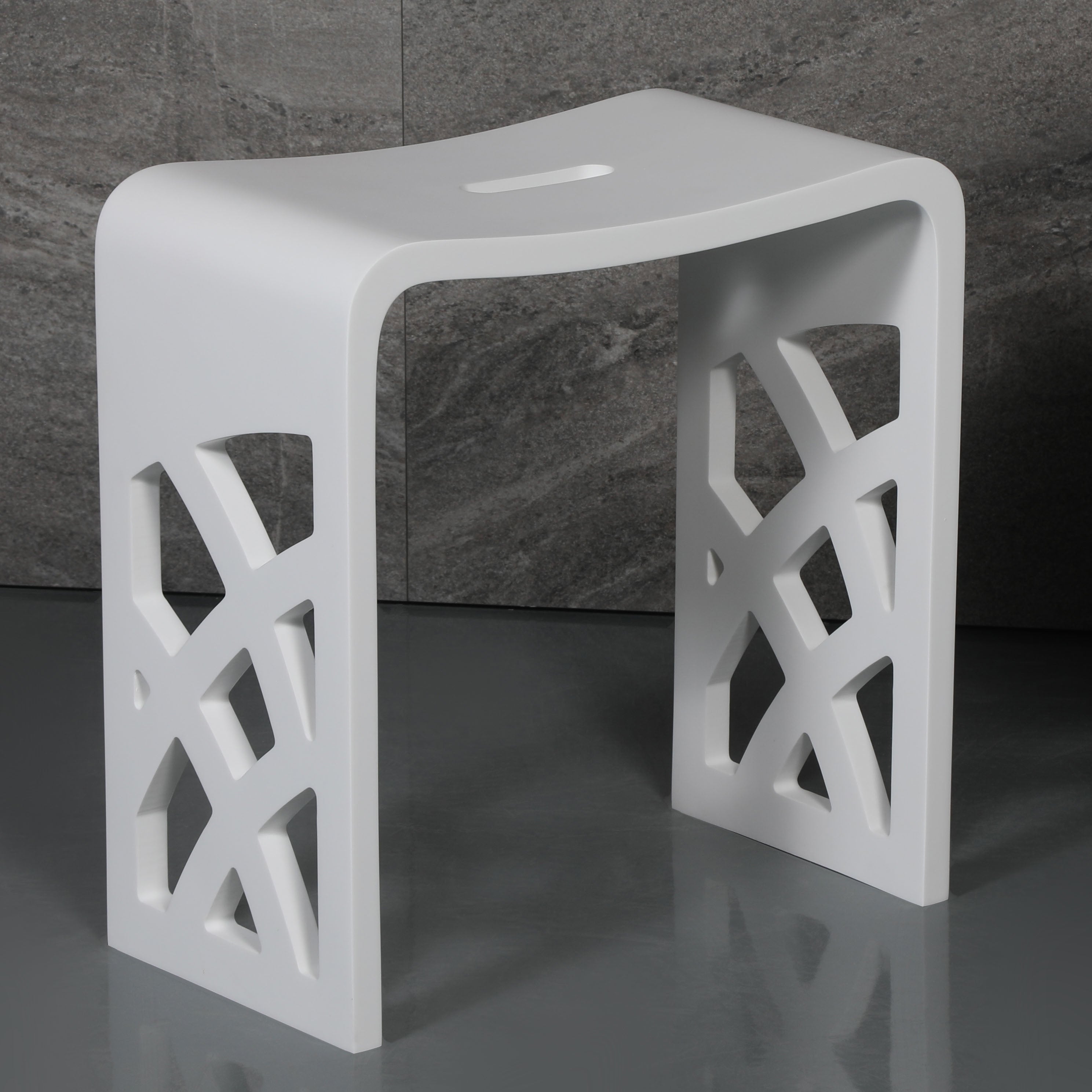 ALFI brand  ABST88 Designer White Matte Solid Surface Resin Bathroom / Shower Stool