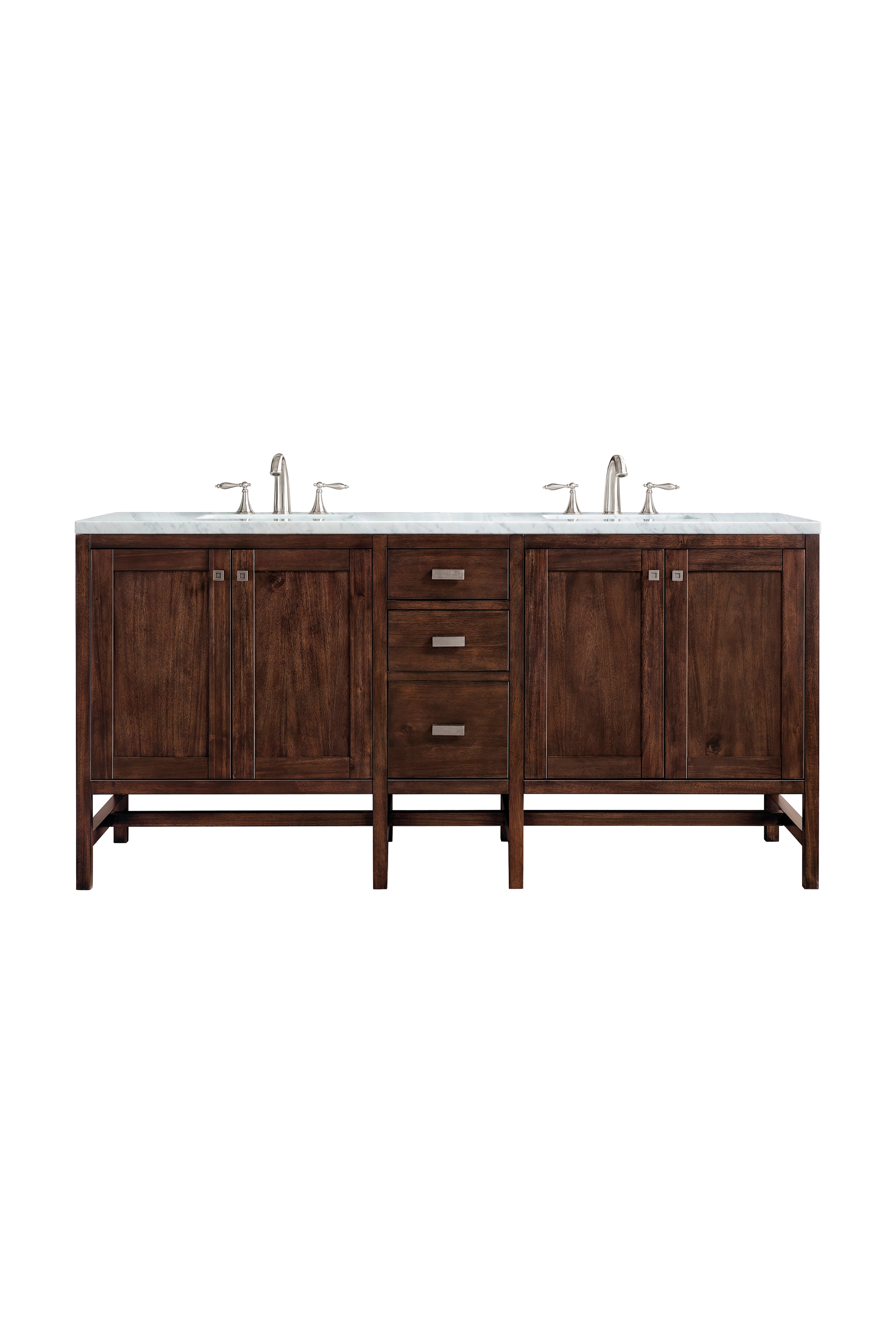 James Martin Addison 72" Double Vanity in Mid-Century Acacia with 3cm Countertop