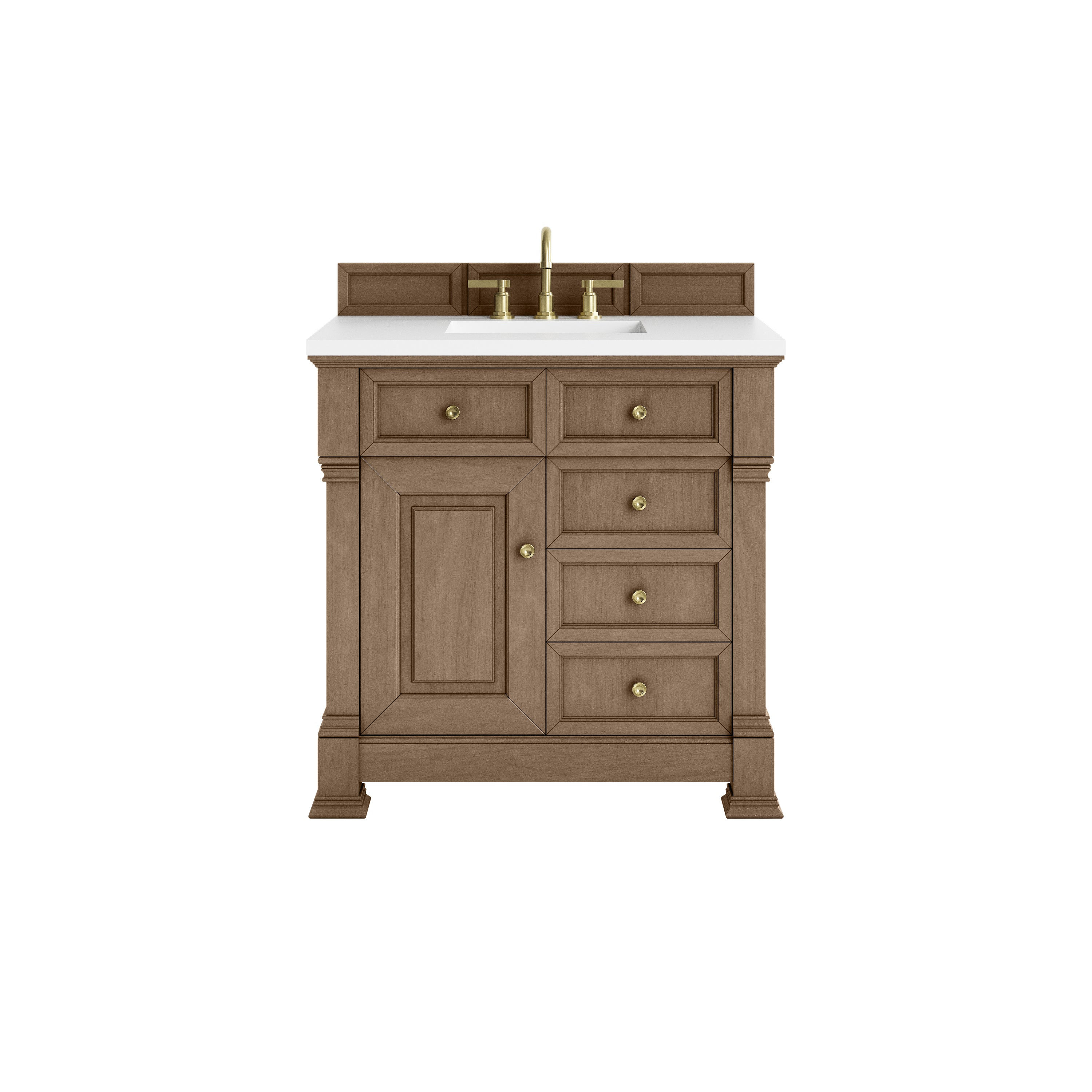 James Martin Brookfield 36" Single Vanity in Pecan with 3cm Countertop