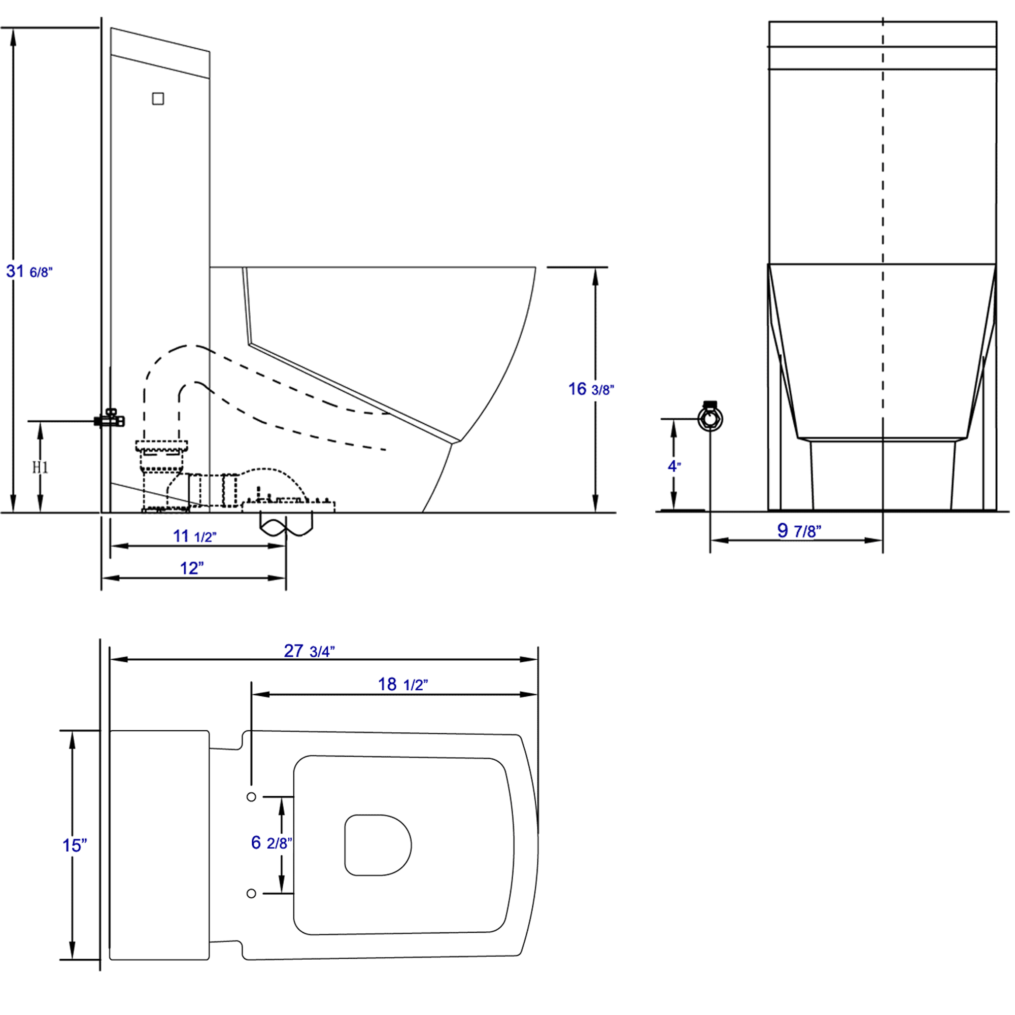 EAGO TB336 ONE PIECE HIGH EFFICIENCY LOW FLUSH  CERAMIC TOILET