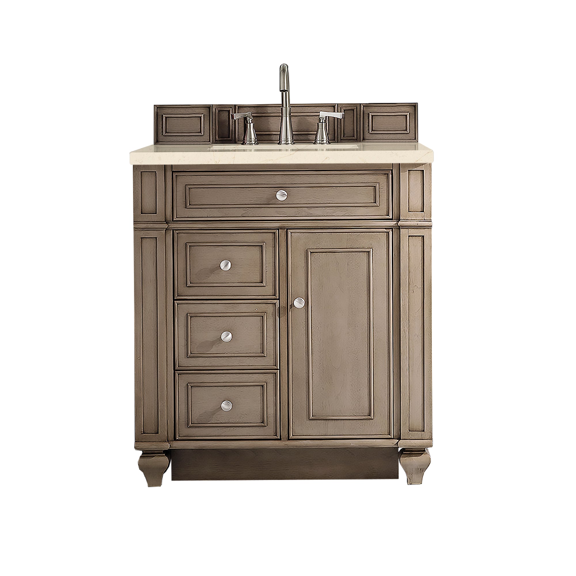 James Martin Bristol 30" Single Vanity in Whitewashed Walnut with 3cm Countertop