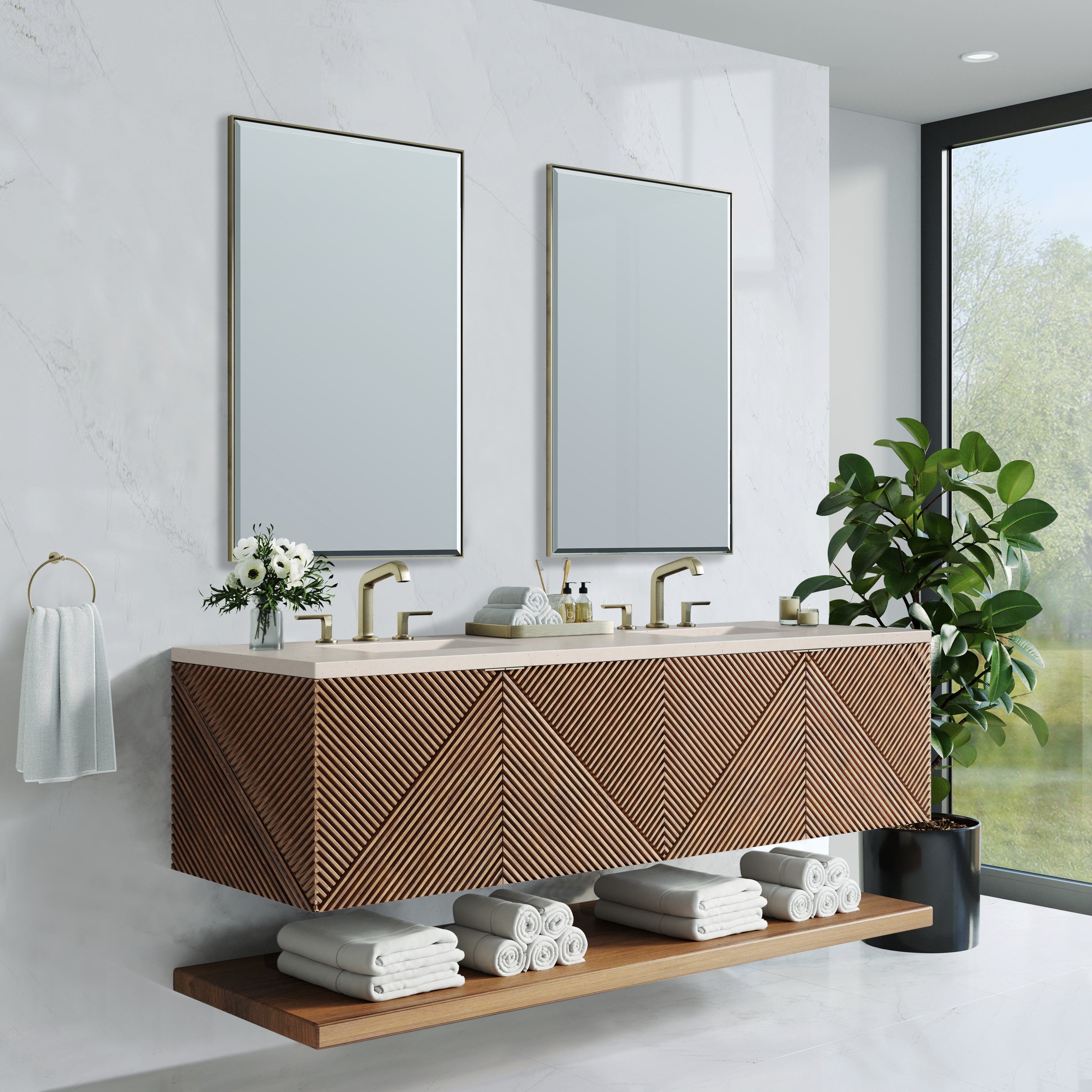 James Martin Marcello 72" Double Vanity in Chestnut with 3cm Countertop