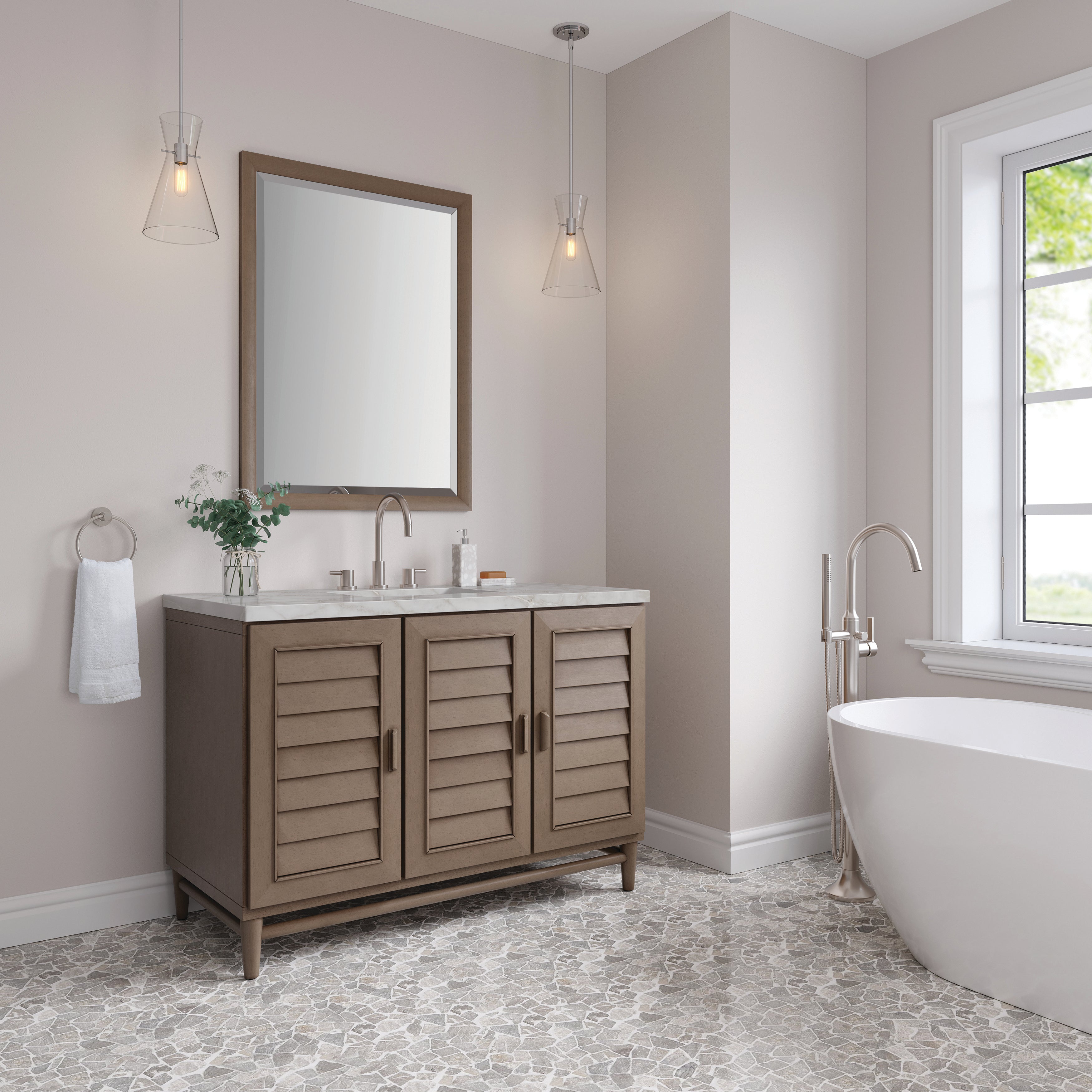 James Martin Portland 48" Single Vanity in Whitewashed Walnut with 3cm Countertop