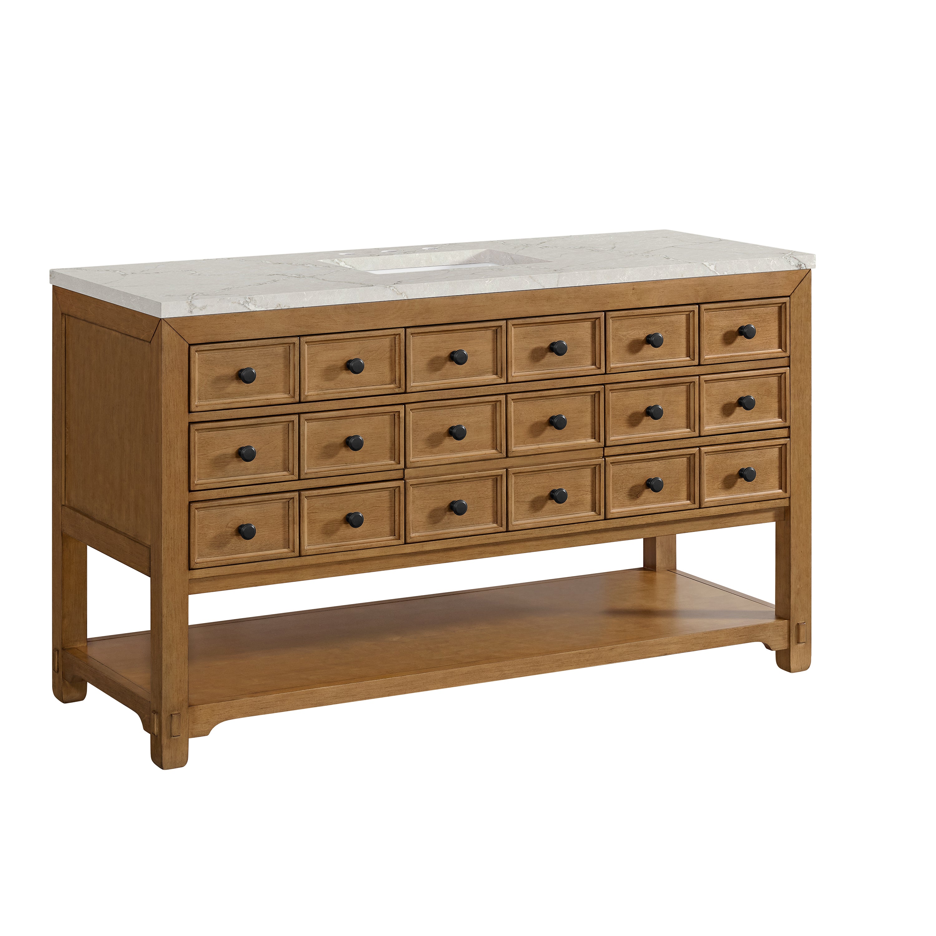 James Martin Malibu 60" Single Vanity in Amber Birch with 3cm Countertop and FreePower Wireless Charger