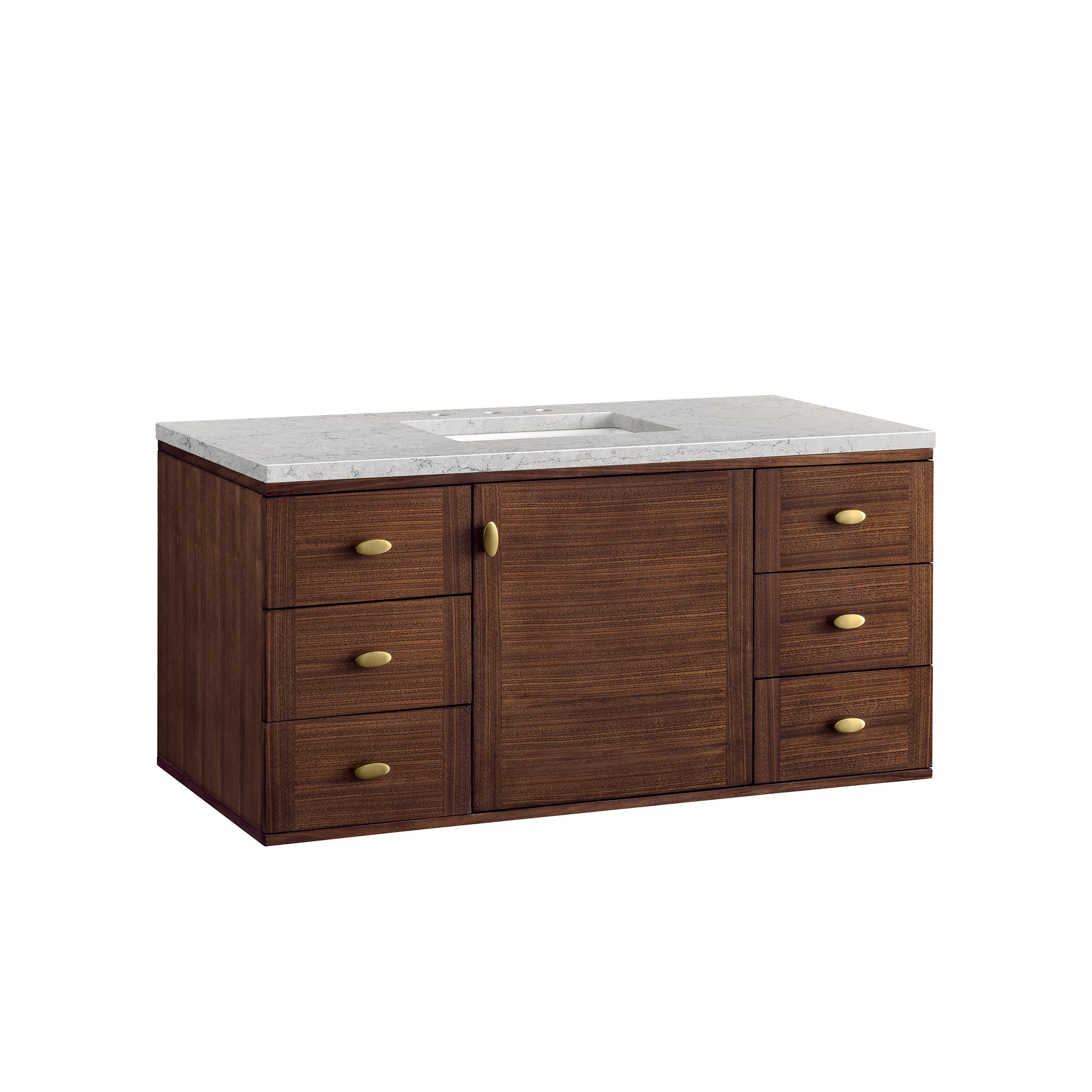 James Martin Amberly 48" Single Vanity in Mid-Century Walnut with 3cm Countertop and FreePower Wireless Charger