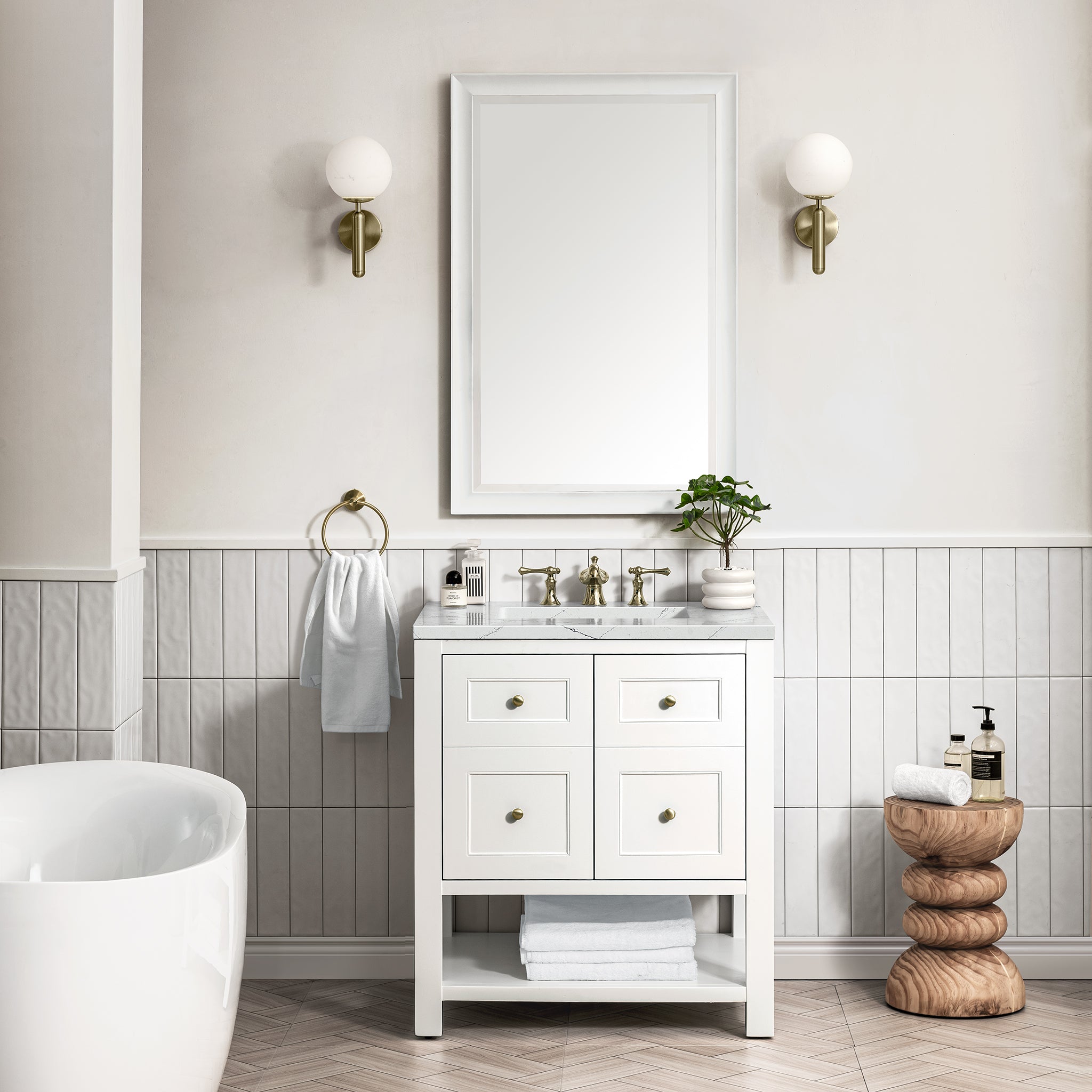 James Martin Breckenridge 30" Single Vanity in Bright White with 3cm Countertop