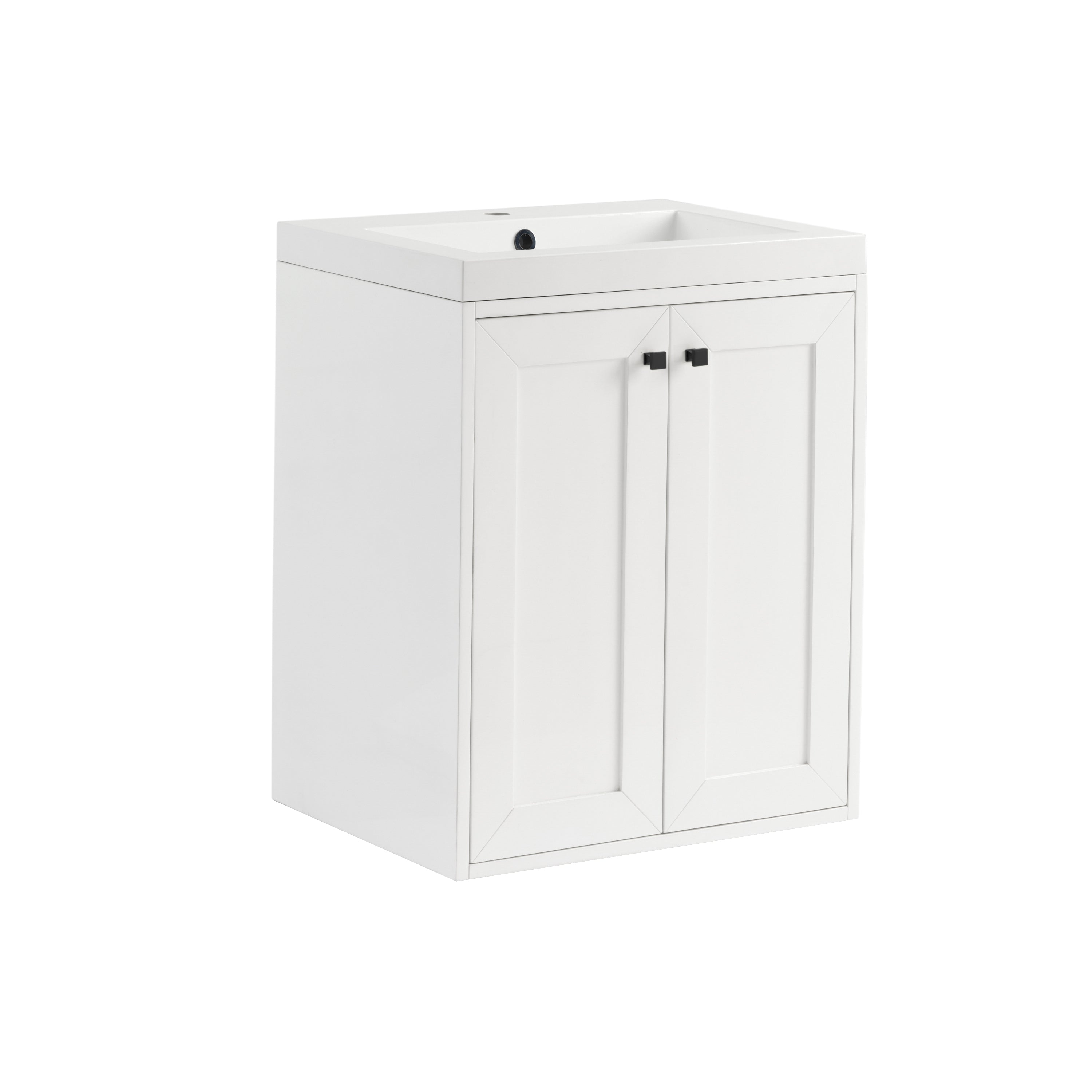 James Martin Chianti 24" Single Vanity in Glossy White with White Glossy Composite Stone Top