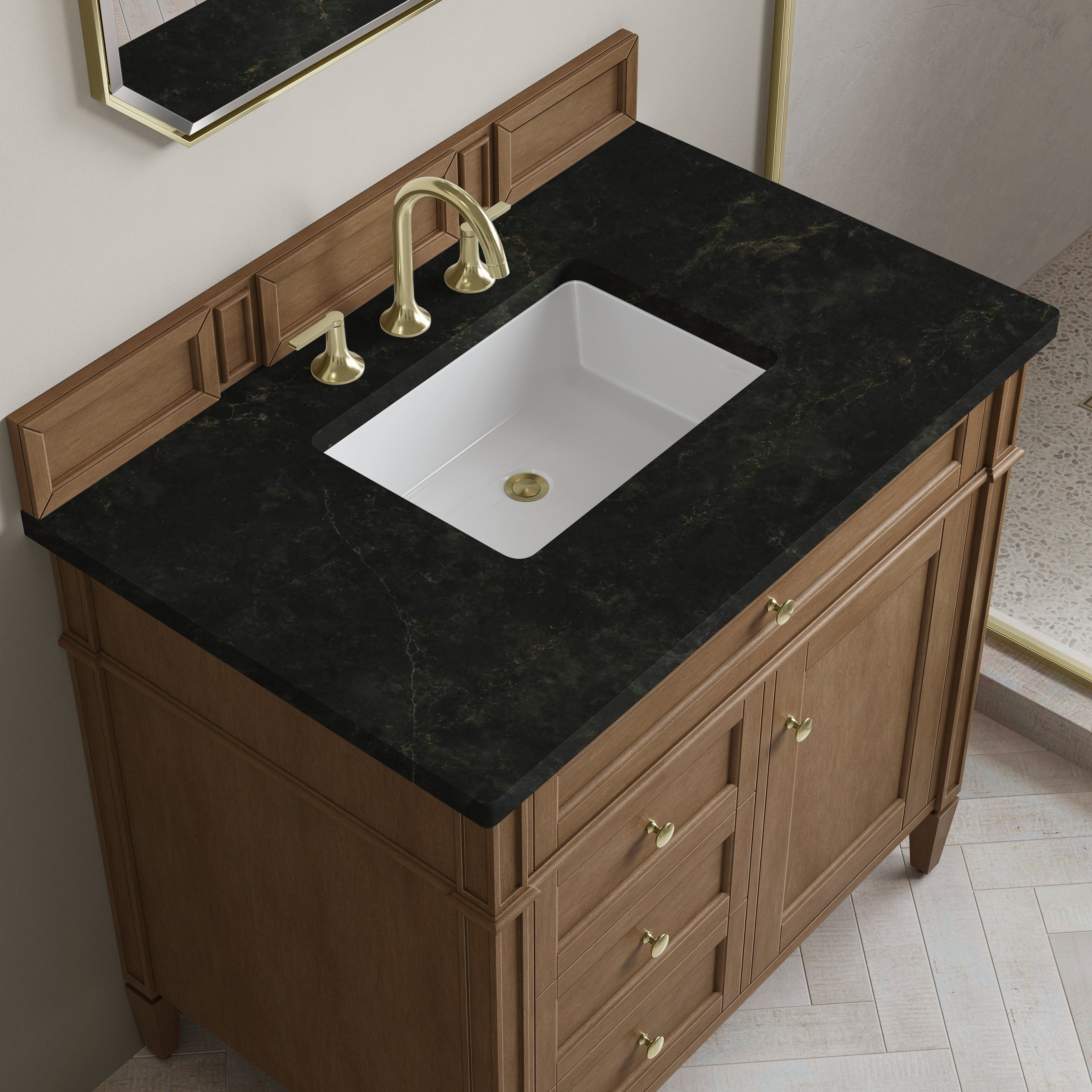 James Martin Brittany 36" Single Vanity in Pecan with 3cm Countertop