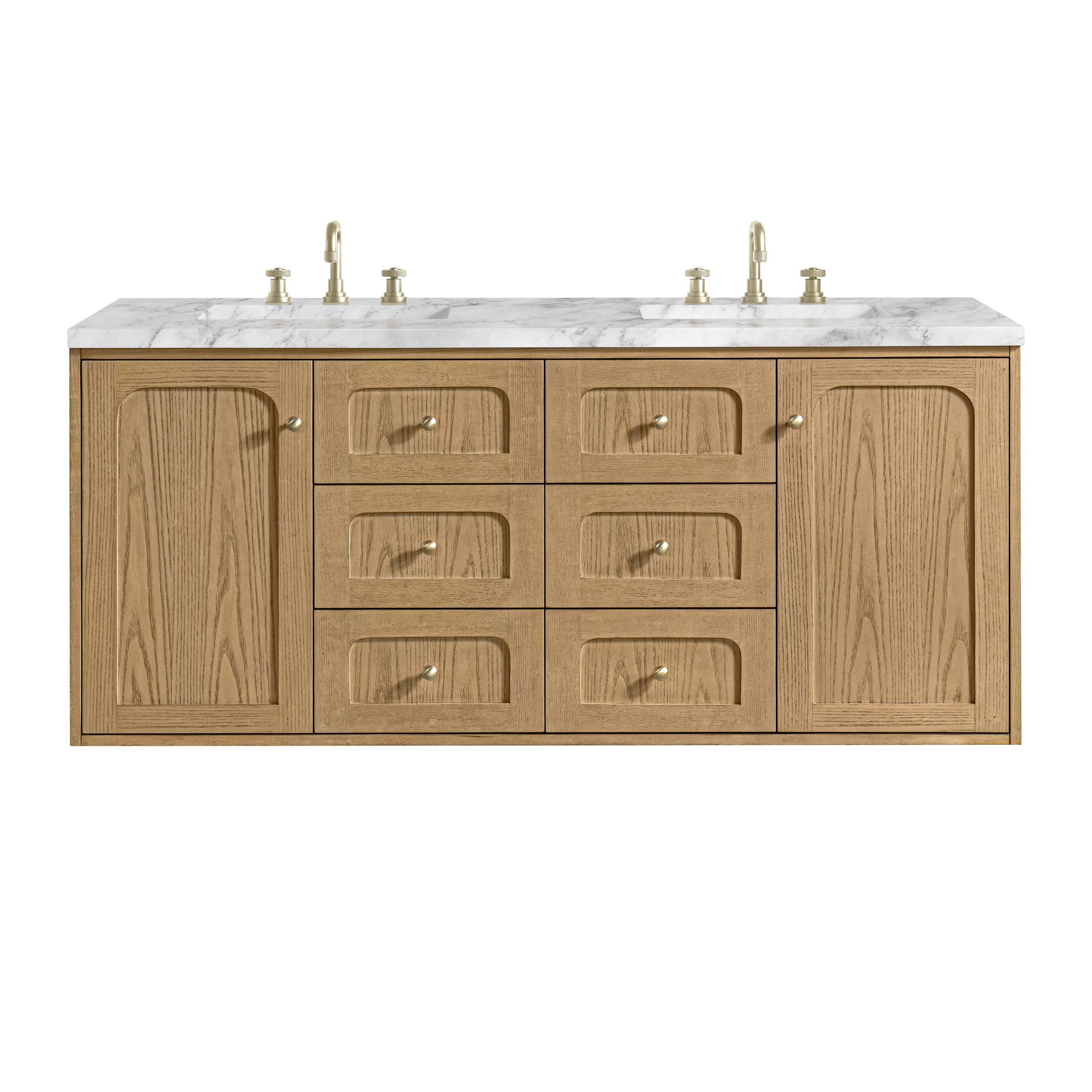 James Martin Laurent 60" Double Vanity in Light Natural Oak with 3cm Countertop