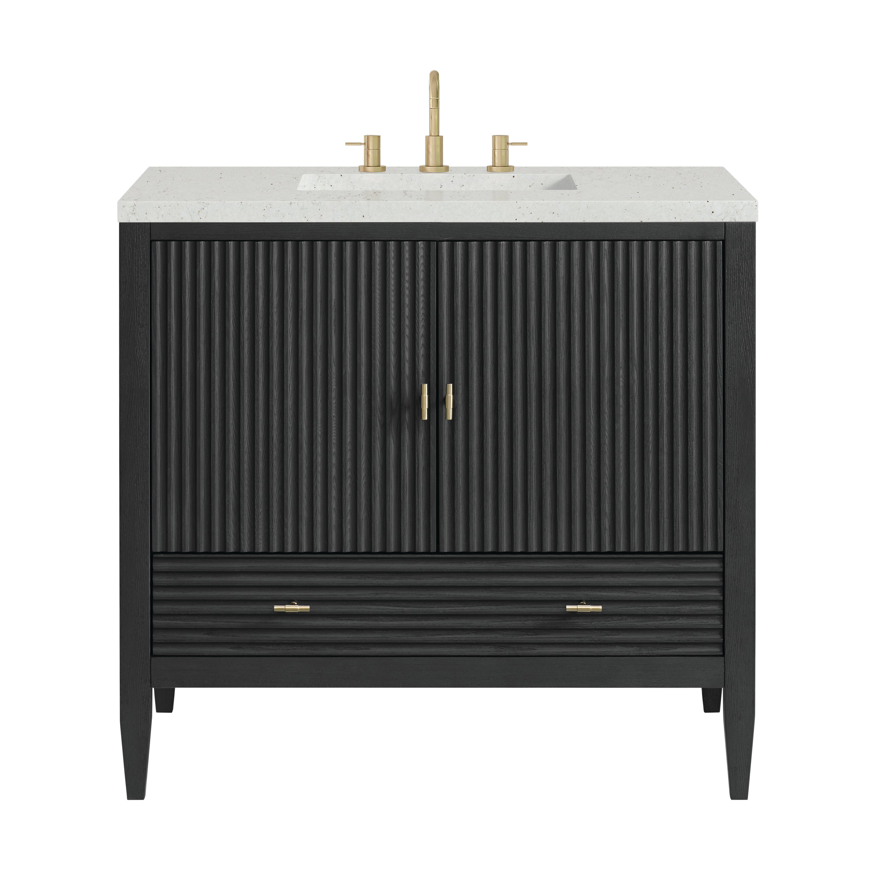 James Martin Myrrin 36" Vanity in Carbon Oak with 3cm Countertop