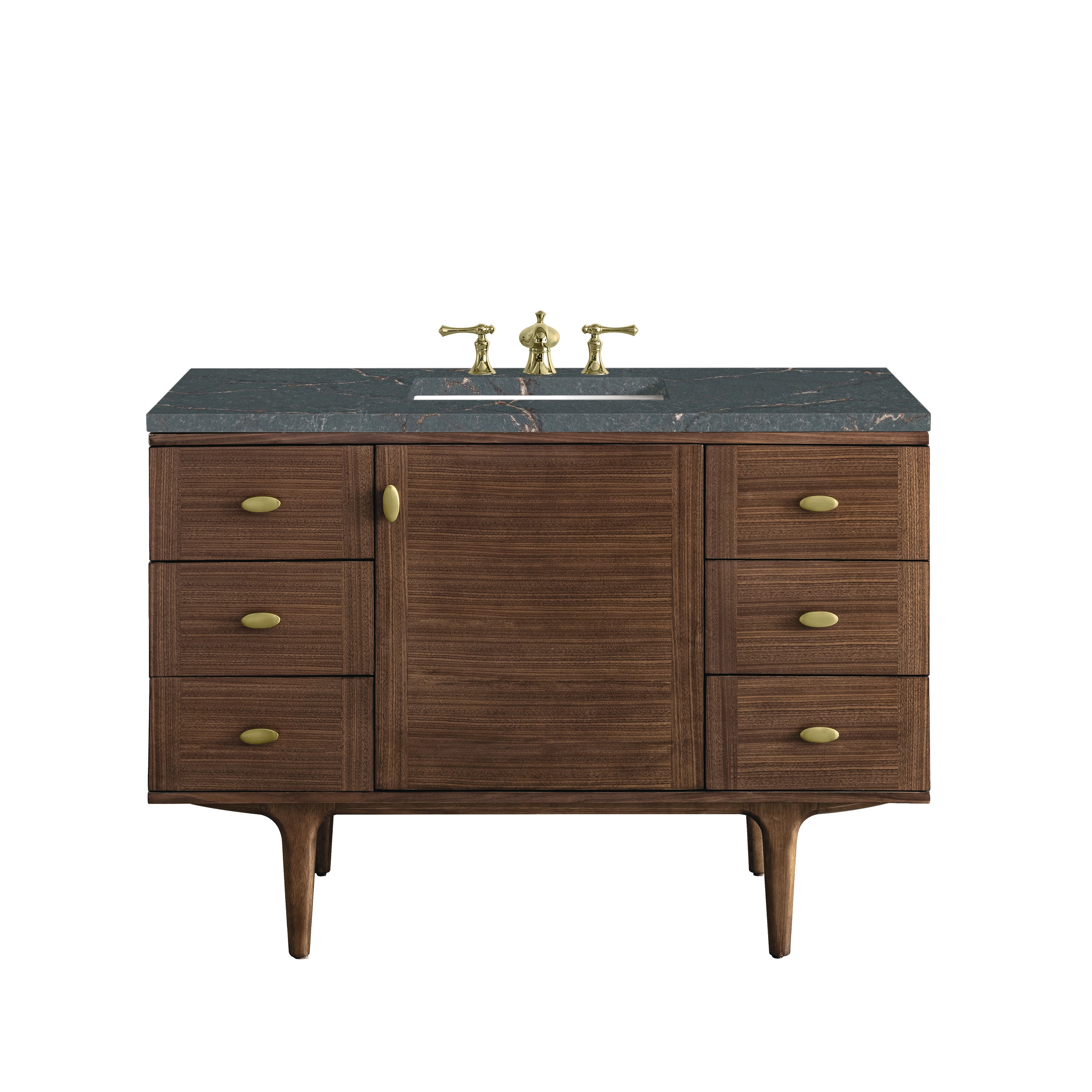 James Martin Amberly 48" Single Vanity in Mid-Century Walnut with 3cm Countertop and FreePower Wireless Charger
