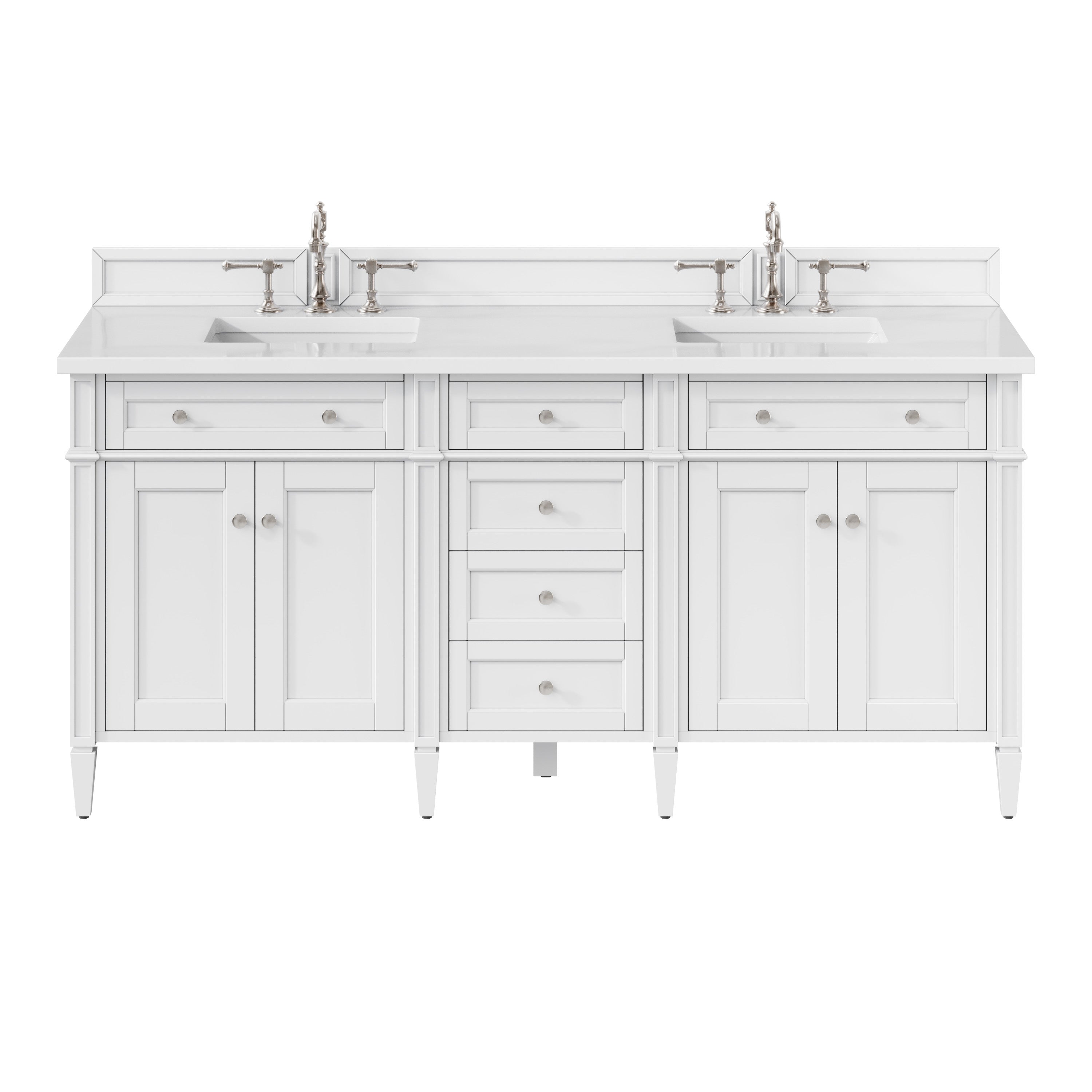 James Martin Brittany 72" Double Vanity in Bright White with 3cm Countertop