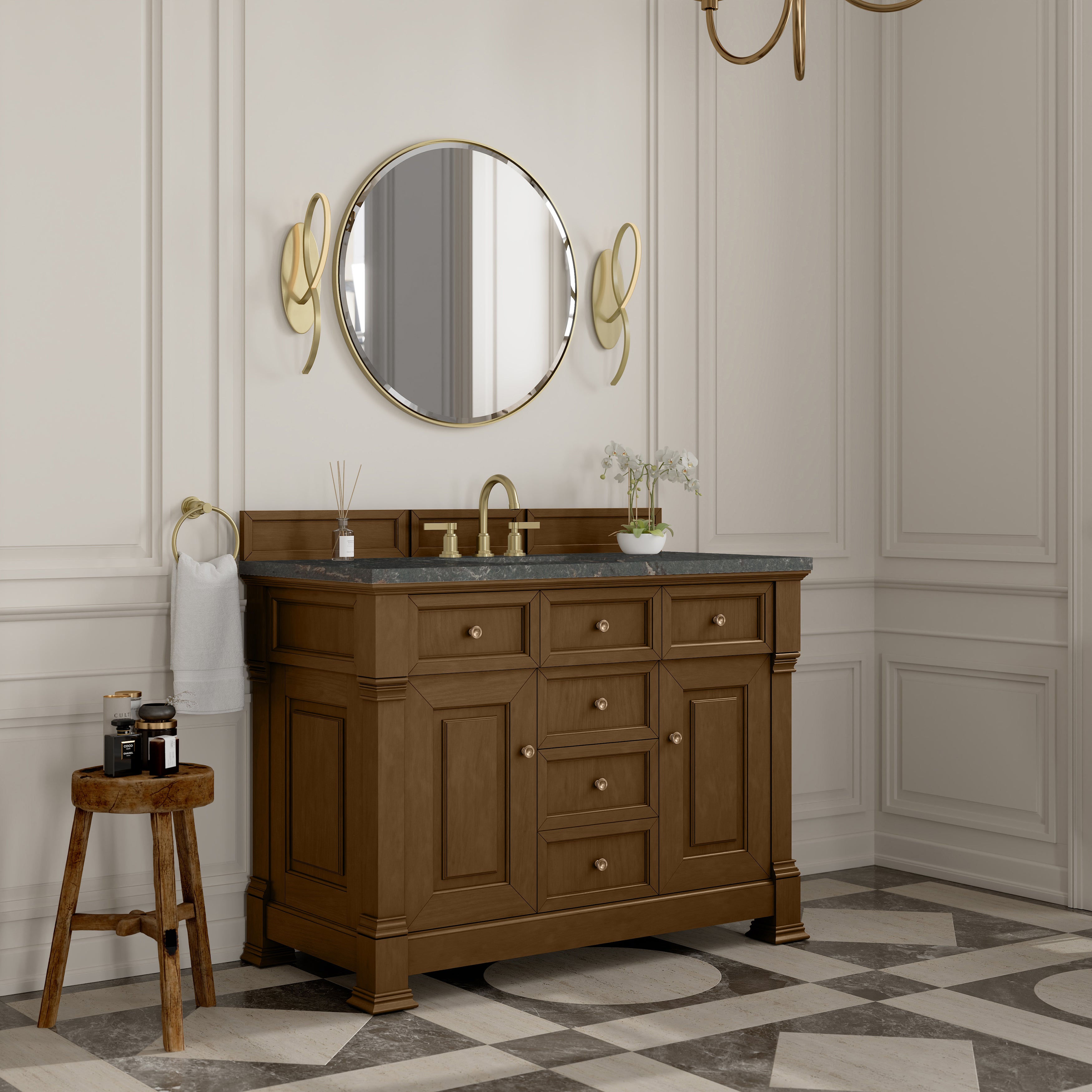 James Martin Brookfield 48" Single Vanity in Honey Oak with 3cm Countertop and FreePower Wireless Charger